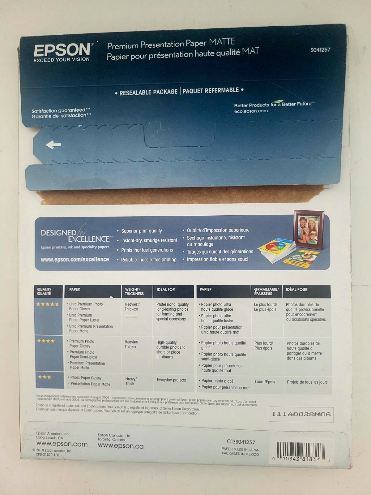 Epson Premium Presentation Paper Matte 8.5 X 11″ – Read Description Open Box- 44