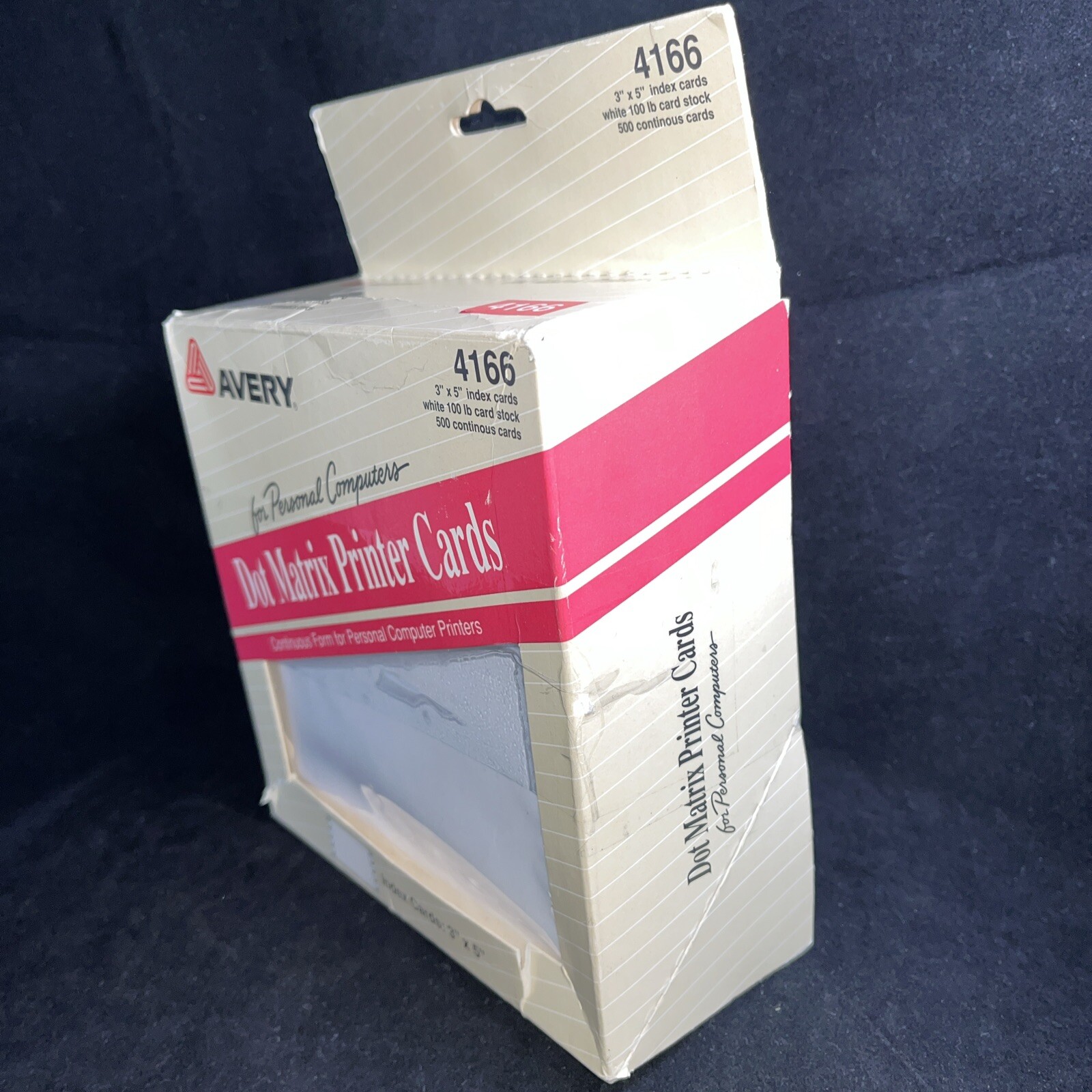 Avery Dot Matrix Printer Cards 4166 NIB 3″x5″ 500 Continuous Index Cards NOS