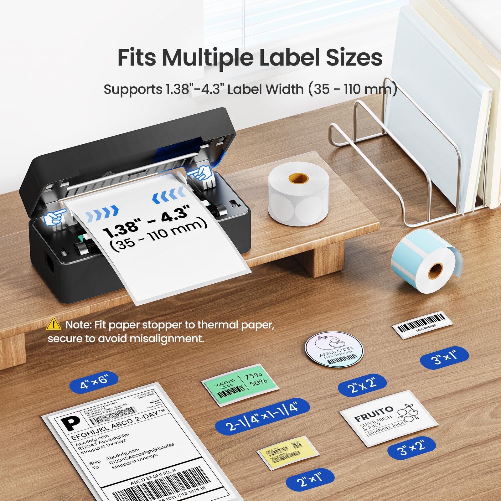 ETIKEZ Bluetooth Thermal Shipping Label Printer, 4×6 160*109*30mm, black