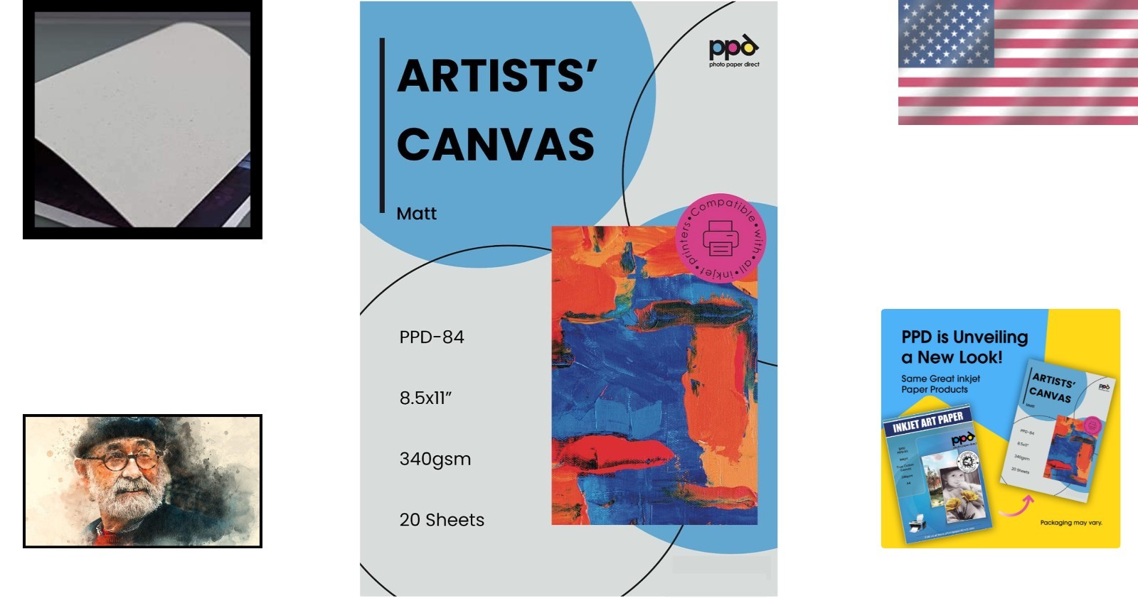 High-Resolution Cotton Canvas Sheets for Inkjet Prints – 20 Pack of 8.5 x 11″