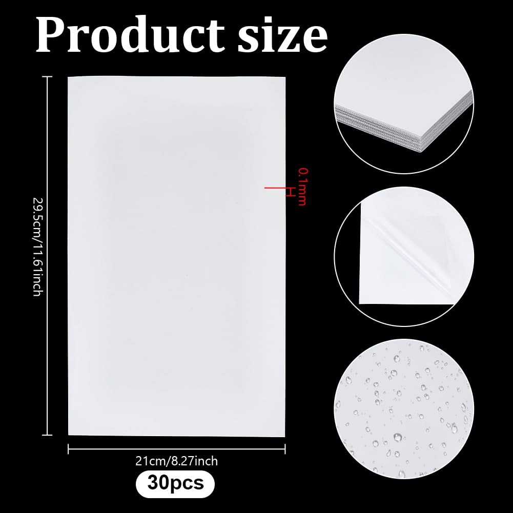 30 Sheets White Printable Sticker Paper for Inkjet Printer Printable Washi St…