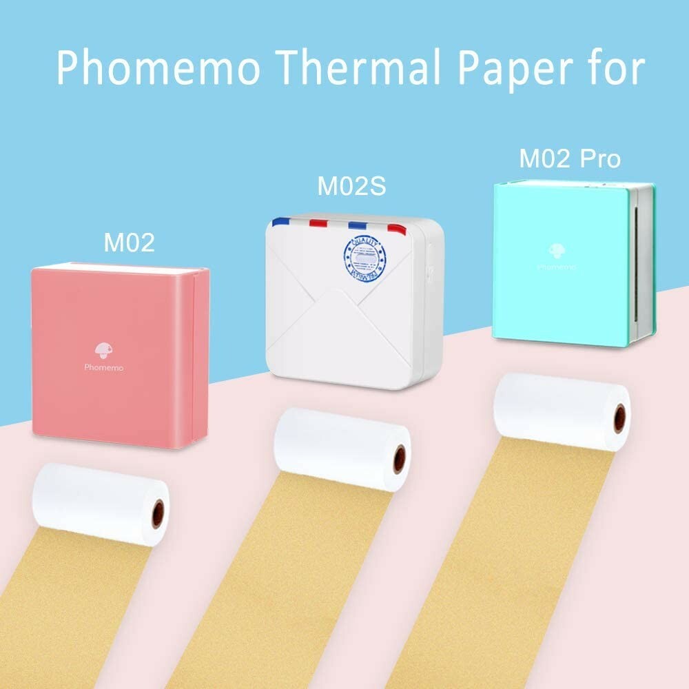 Phomemo M02 Gold Glitter Thermal Label Printer Paper Adhesive 53mm x3.5m 3 Rolls