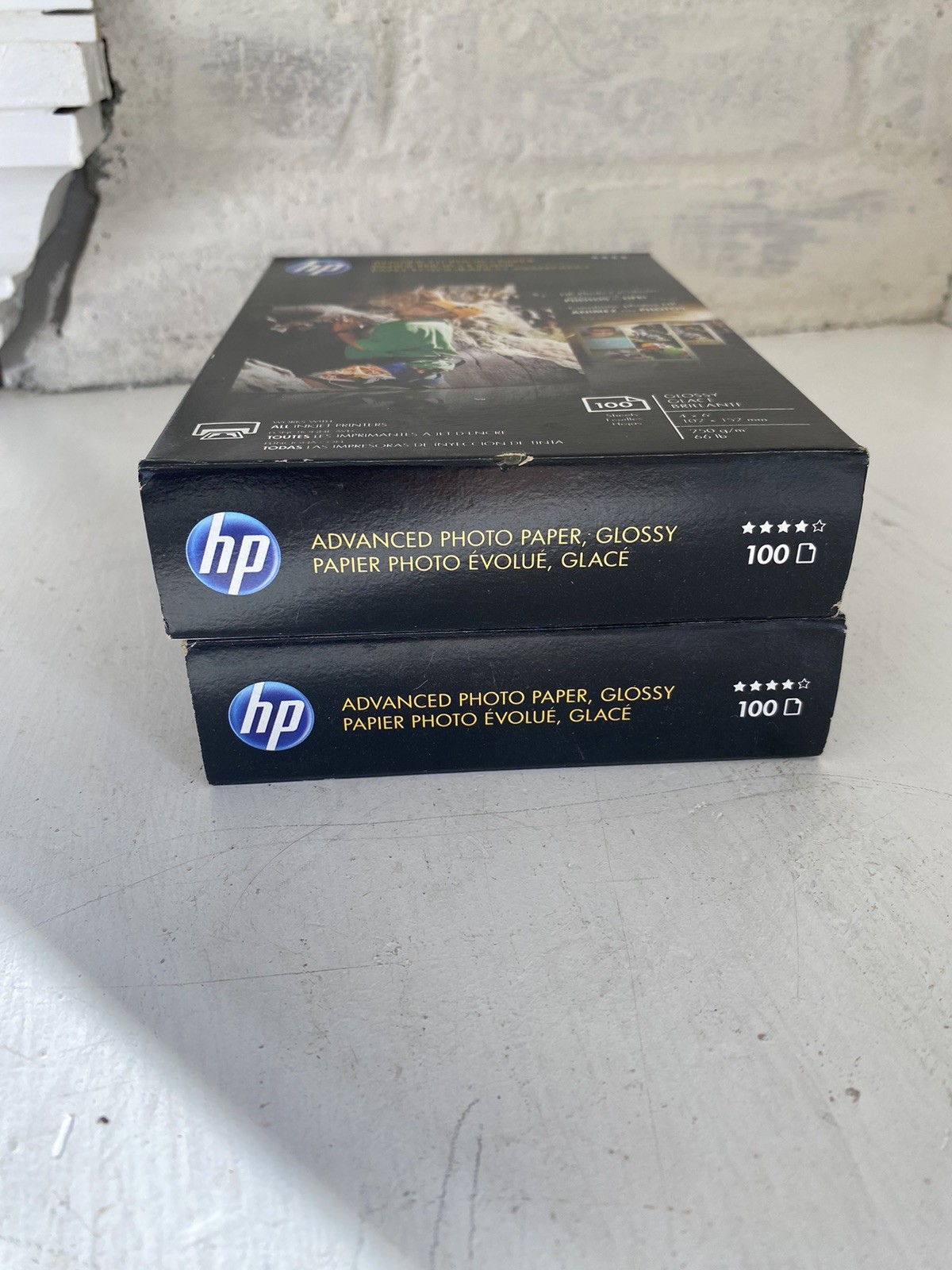 2 HP Advanced Photo Paper 4X6 Glossy Q6638A 100 Sheets New In Box 200 Total