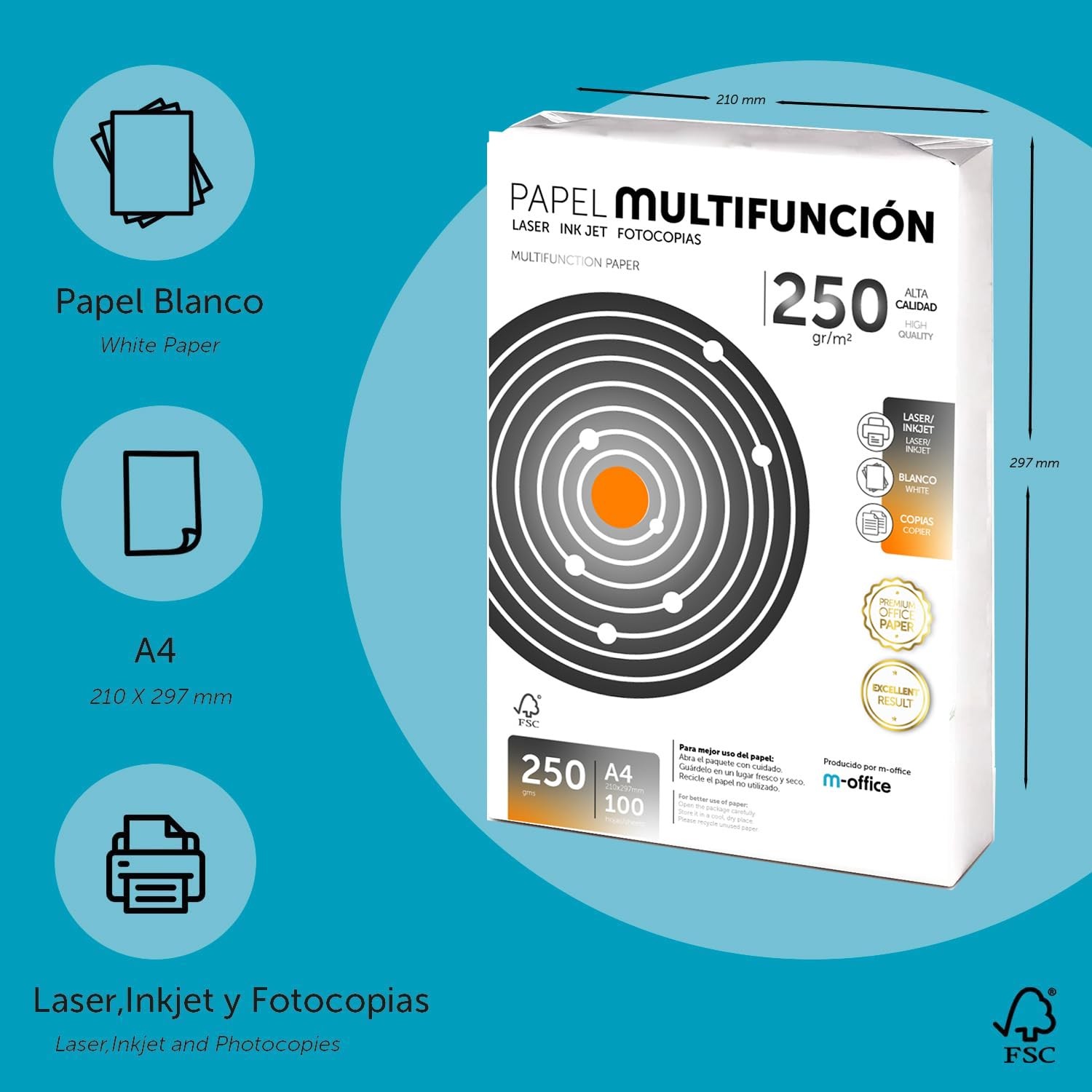 Folios A4, 250g, 50 Sheets, Multipurpose Paper, Printer, Laser and Inkjet Printer…