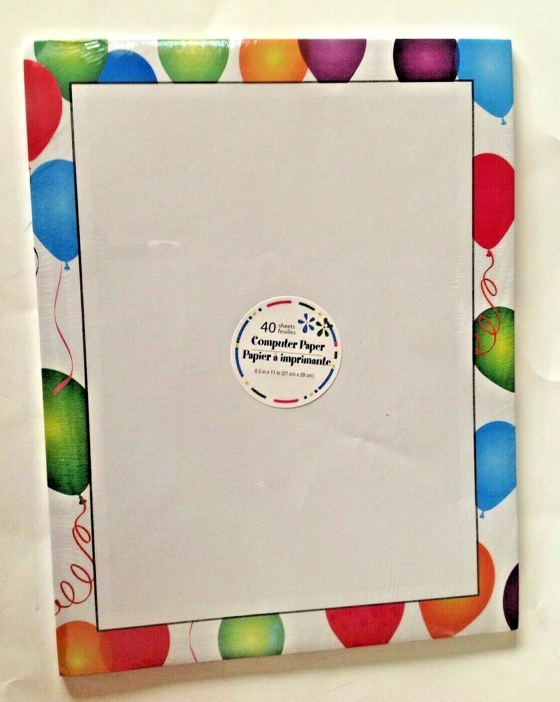 Computer Printer Paper Balloon Border 40 Sheets 8.5″x11″ Stationery New in Pkg