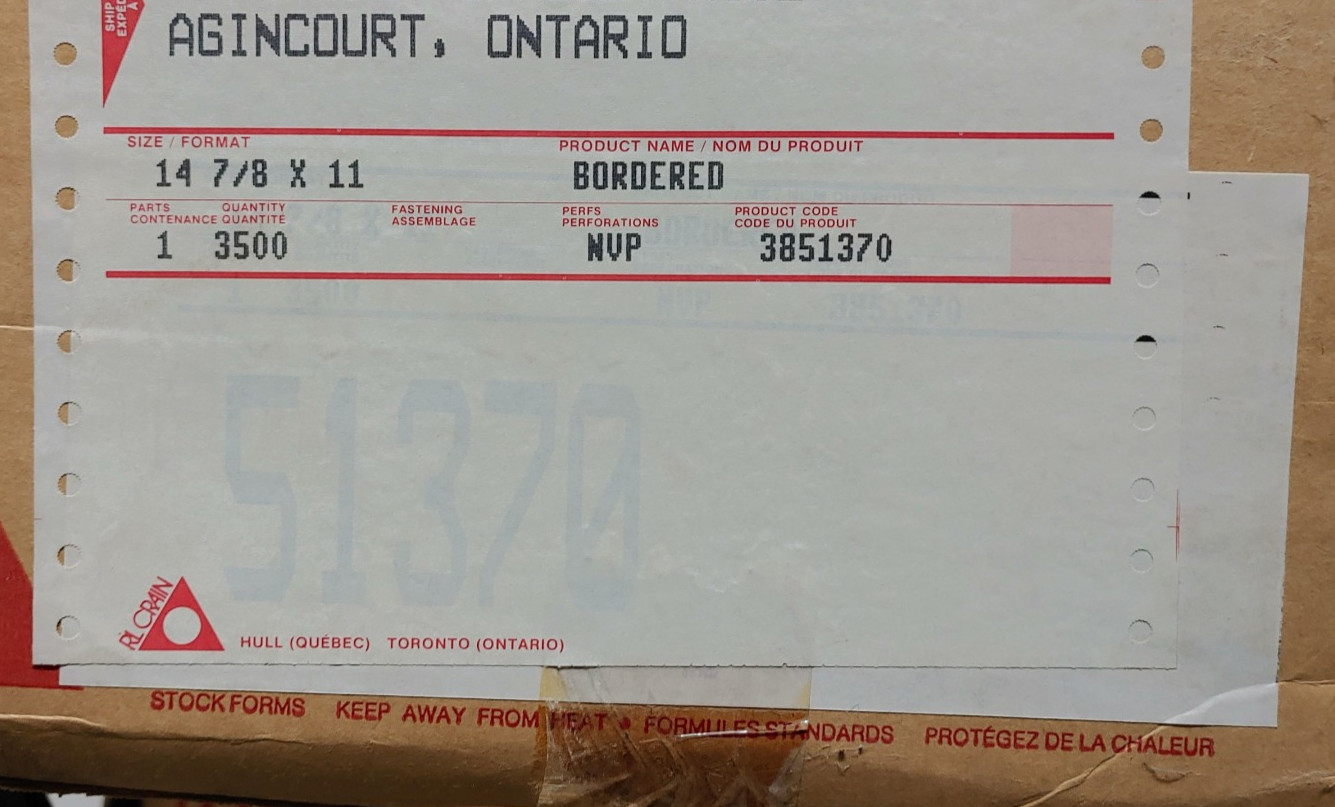 Vtg Dot Matrix Printer Continuous Feed Paper 50-Count 14 7/8″ x 11″ Business NOS