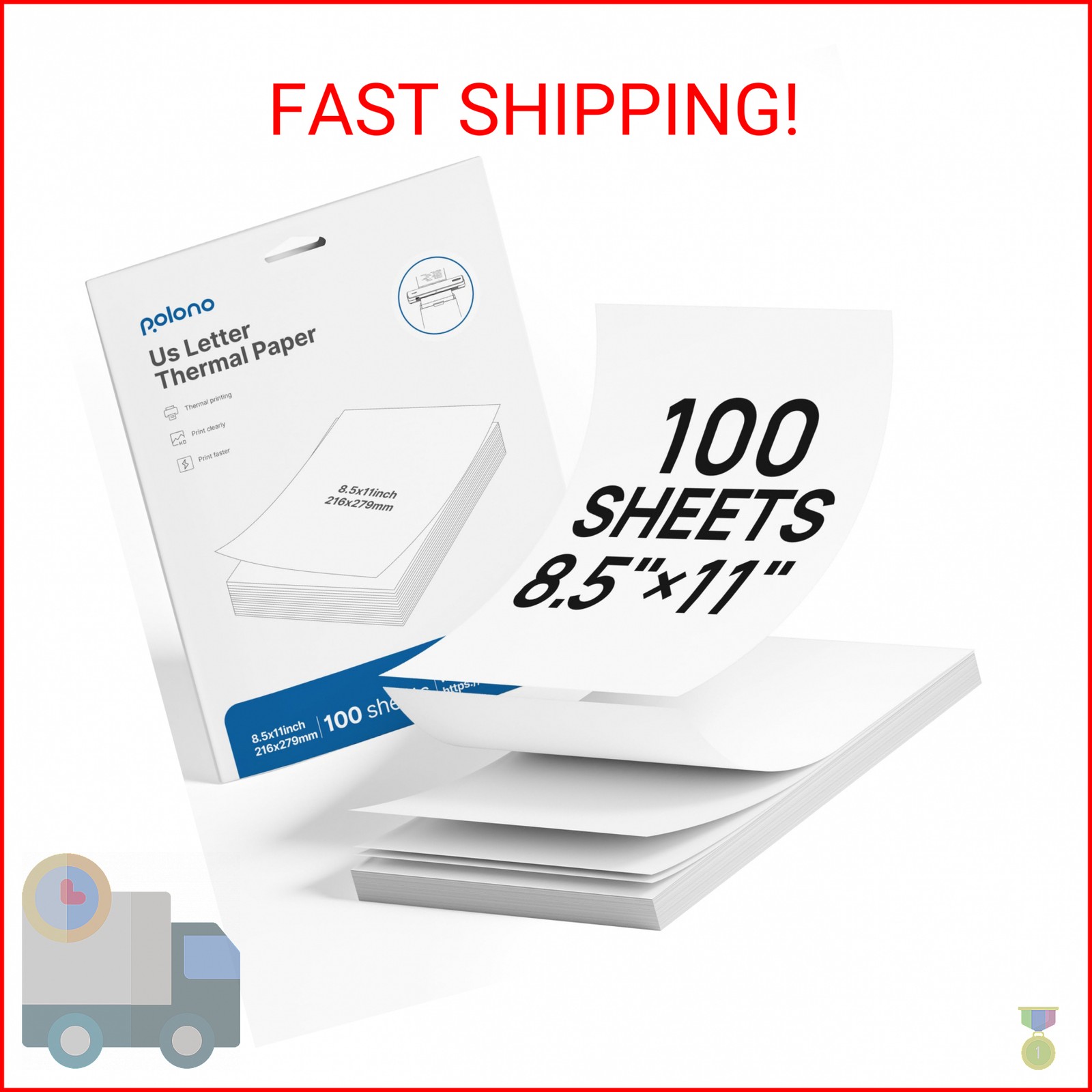POLONO D810 Thermal Printer Paper 8.5 x 11 Inch, Advanced Thermal Printing, US L