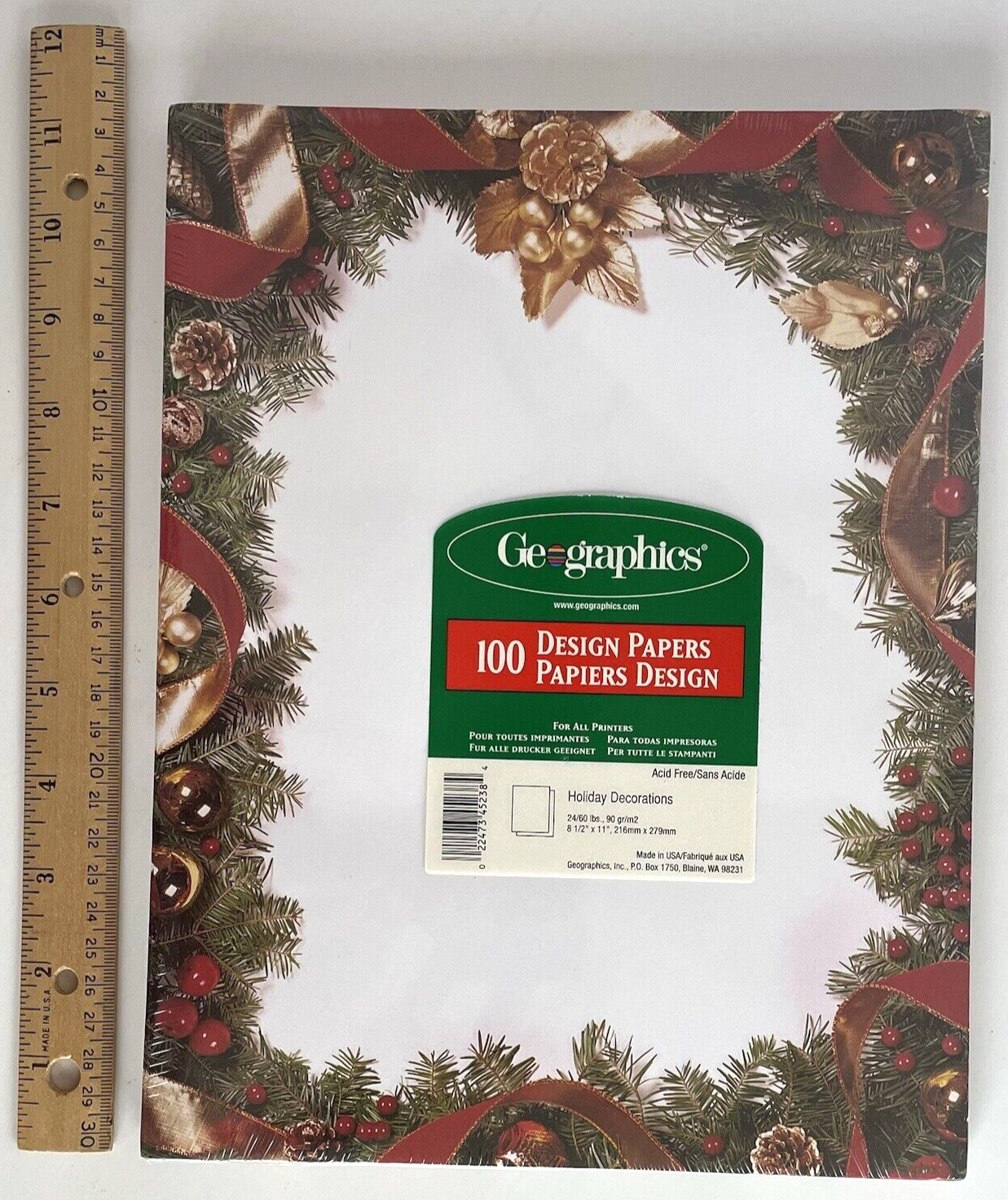 NEW Holiday Paper 8 1/2 x 11″ Christmas Stationary 100 Count Geographic 24/60 LB
