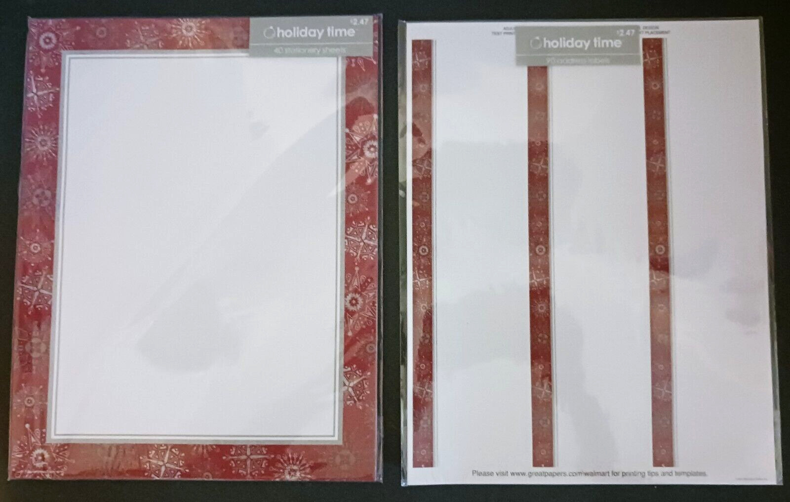 Holiday Time Snowy Flakes Stationery 40 Sheets & 90 Count Address Labels NEW