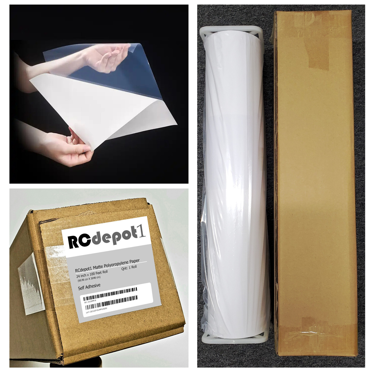 24″ x 100′ Polypropylene Banner roll poly Vinyl poster sign self adhesive film z