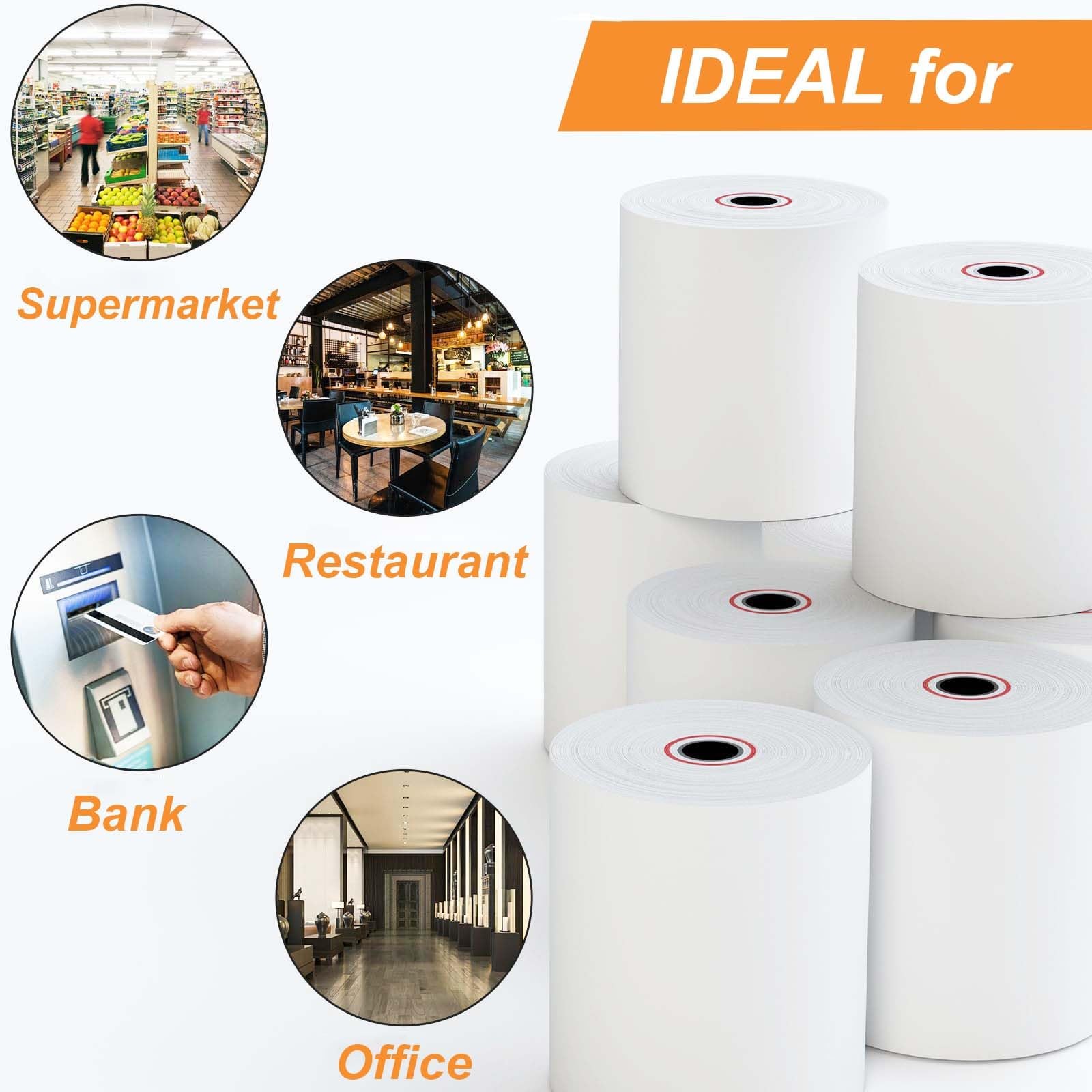 Coopaty 2 1/4”x 50′ Thermal Receipt Paper for POS and Cash 100 Rolls, White