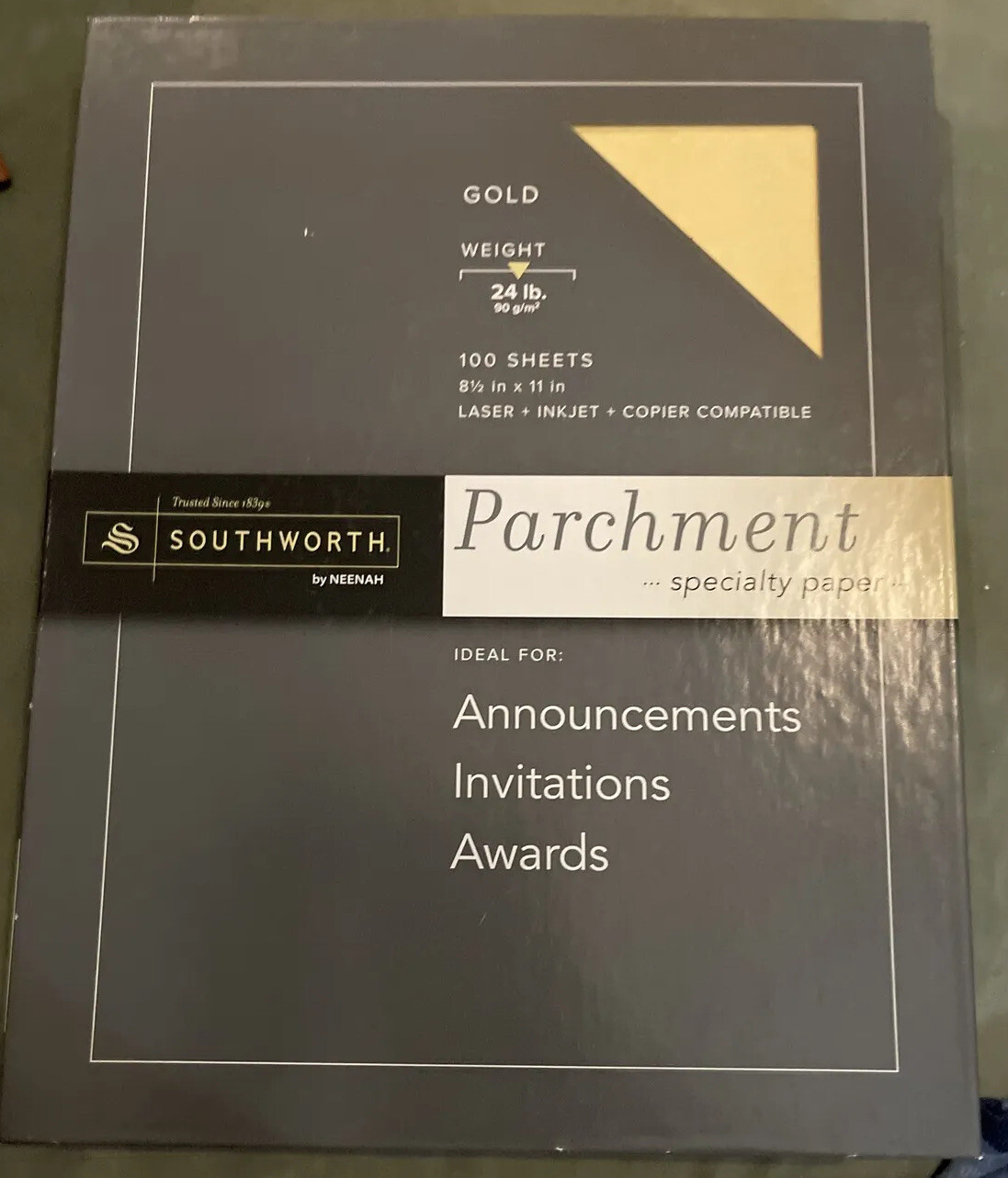 Southworth Parchment Specialty Paper, 24 Lb, 8.5 X 11, Gold, 100/Pack. New Pack