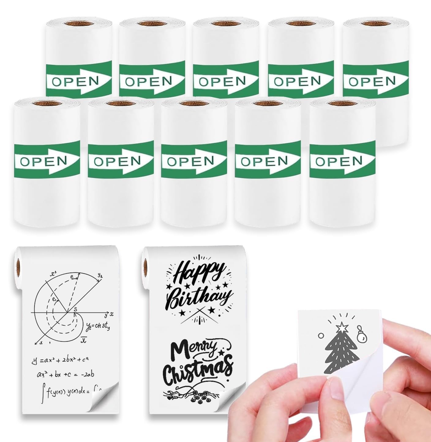 10 Rolls Self-Adhesive Thermal Paper, Glossy 57 x 25 millimeters, Sticker