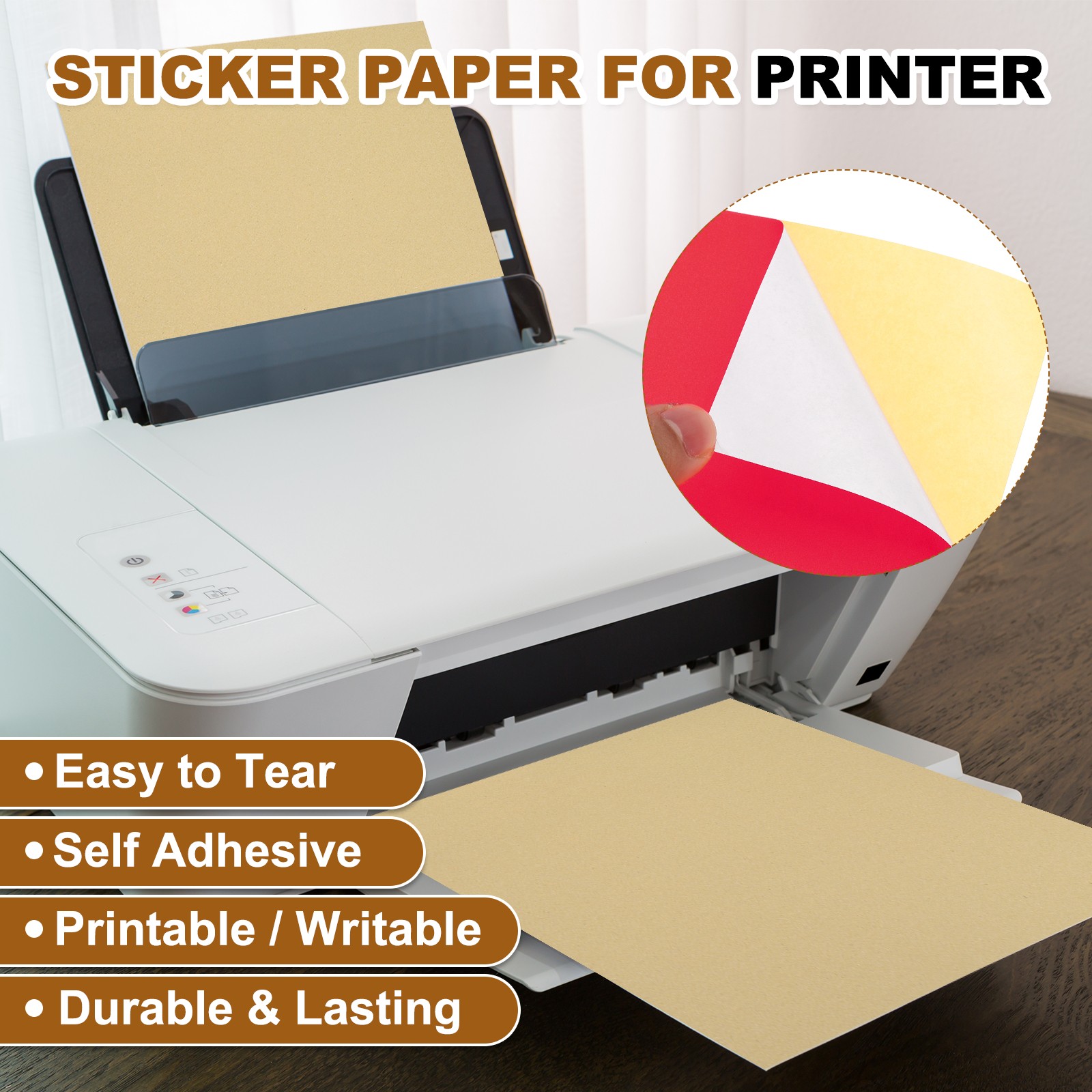 30 Sheets Printable Self Adhesive Sticker Paper for Inkjet Printer Red