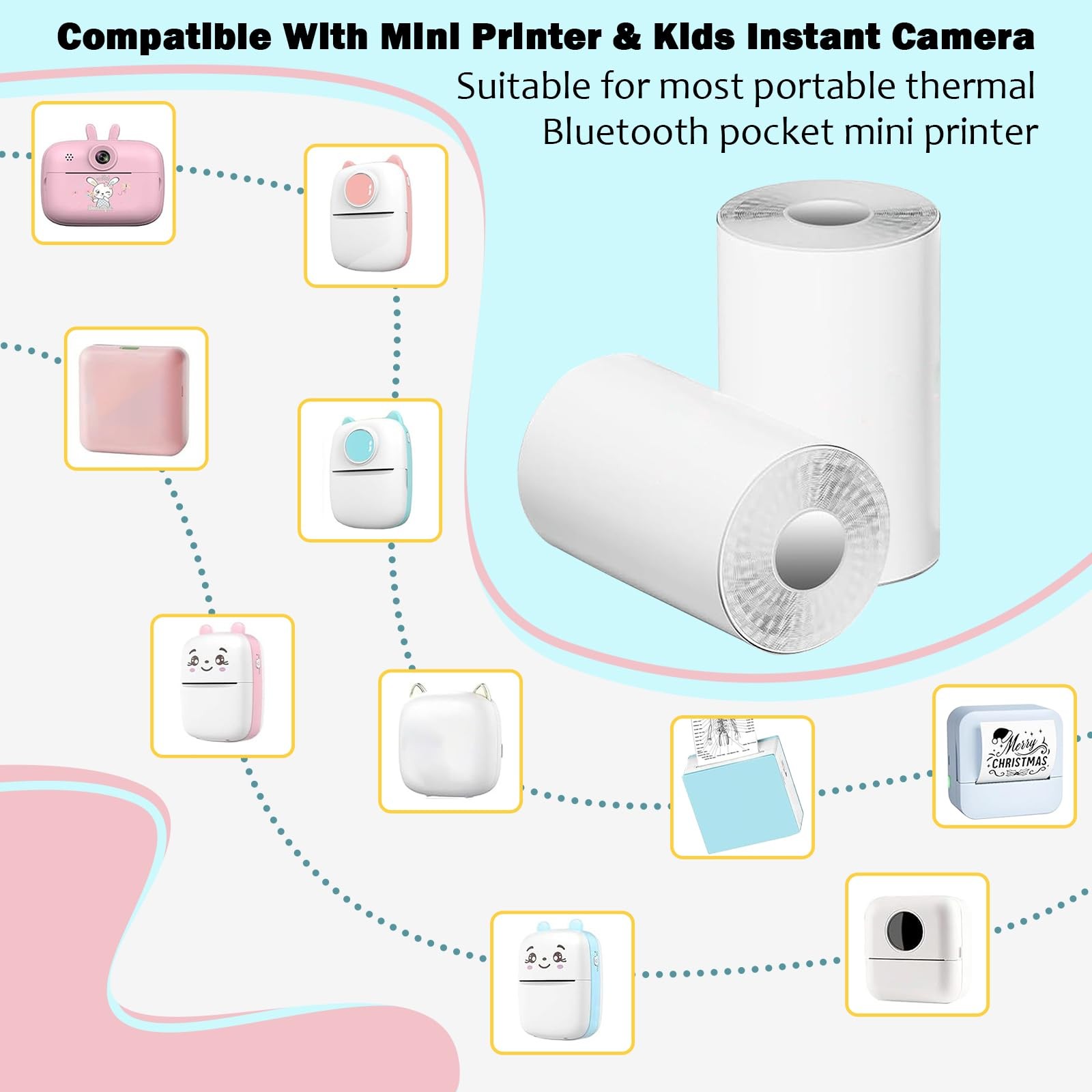 10 Rolls 57mmx3.75m Thermal Printer Paper, Mini Thermal Printer Paper, inkles…