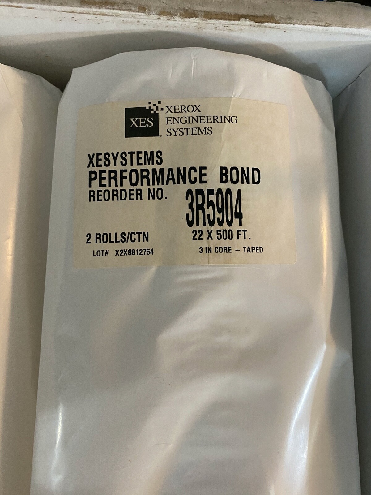 Xerox Xesystems Performance Bond 22″ x 500′ Paper 3R5904 Taped-to-Core 3” Core