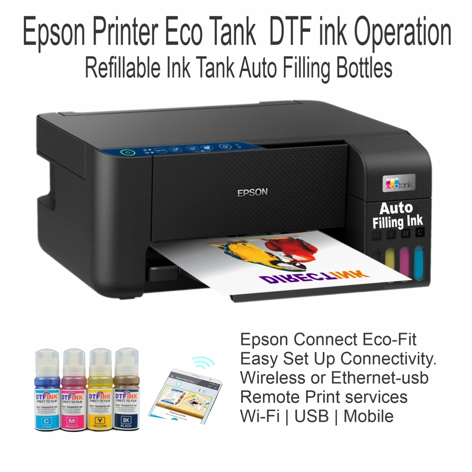 Epson Printer with DTF ink plus Heat Press 12″x15″ T-Shirt Maker Bundle/