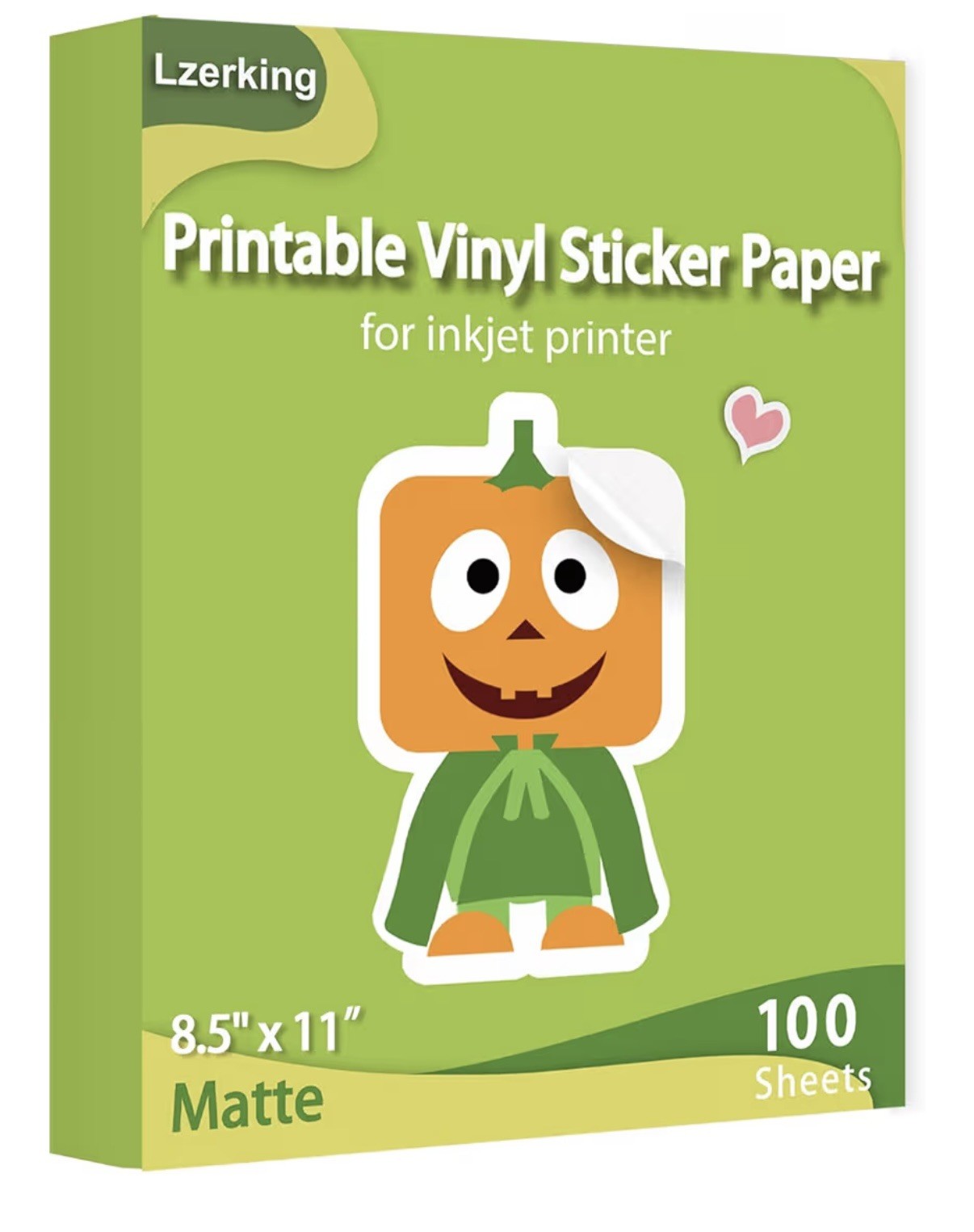 Lzerking Printable Vinyl Sticker Paper for Inkjet Printer 100 Sheets Matte White