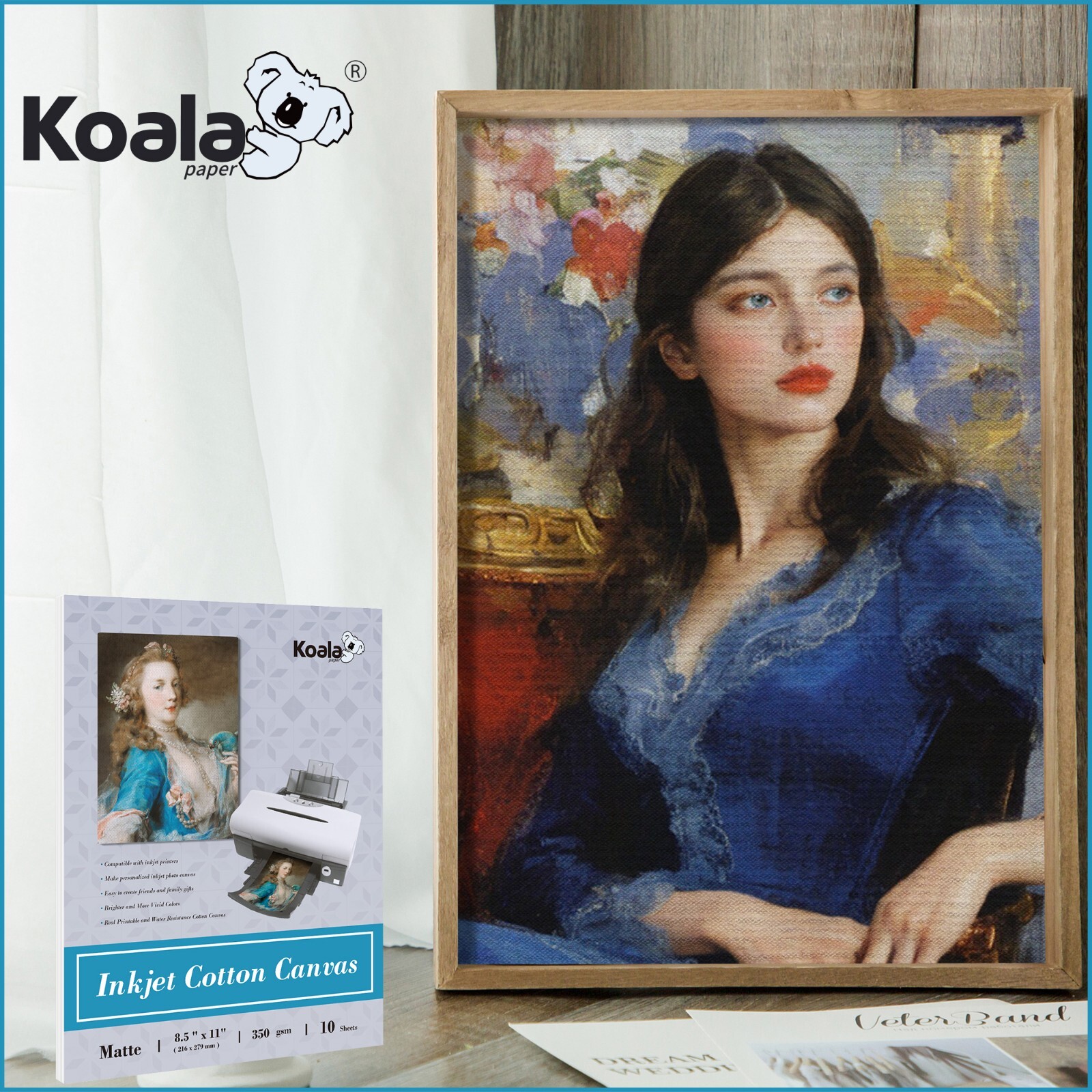 Koala Inkjet Canvas Paper 8.5×11 100% Cotton Matte Photo Paper 350g 22Mil Thick