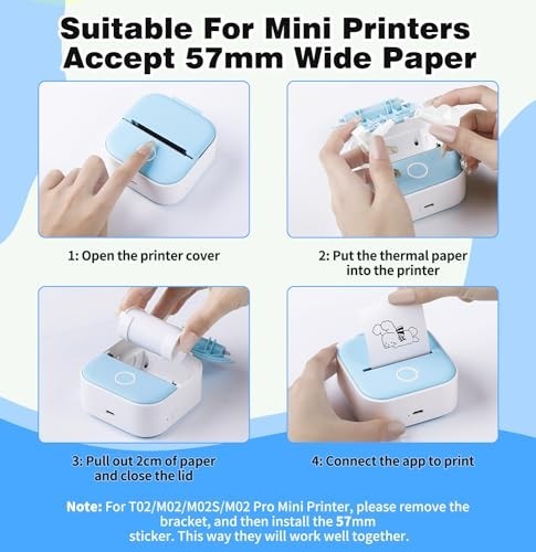 9 Rolls Mini Thermal Sticker Paper 57x30mm for Inkless Receipt Printers, Portabl