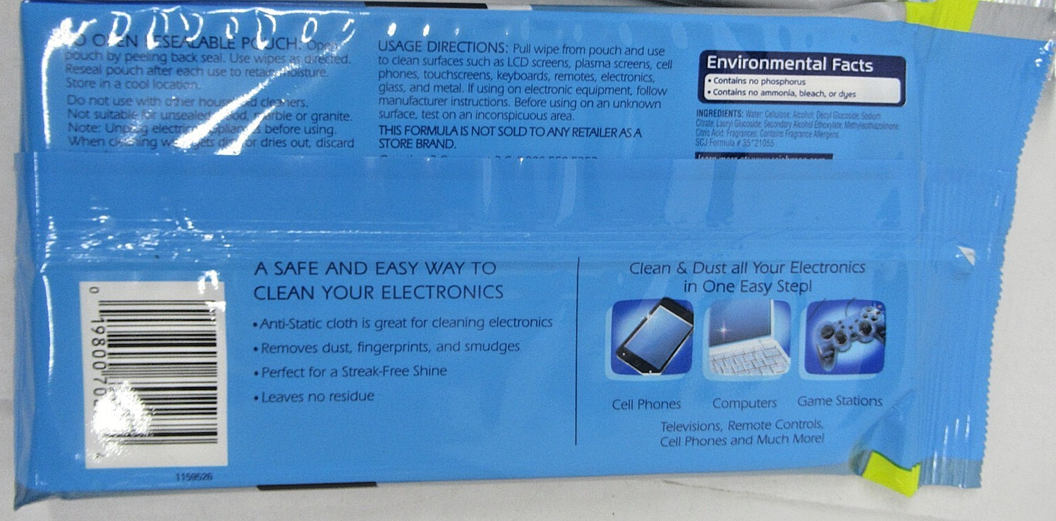 2x Windex Electronic Cleaning Wipes, Screen Wipes Packs Of 25 each