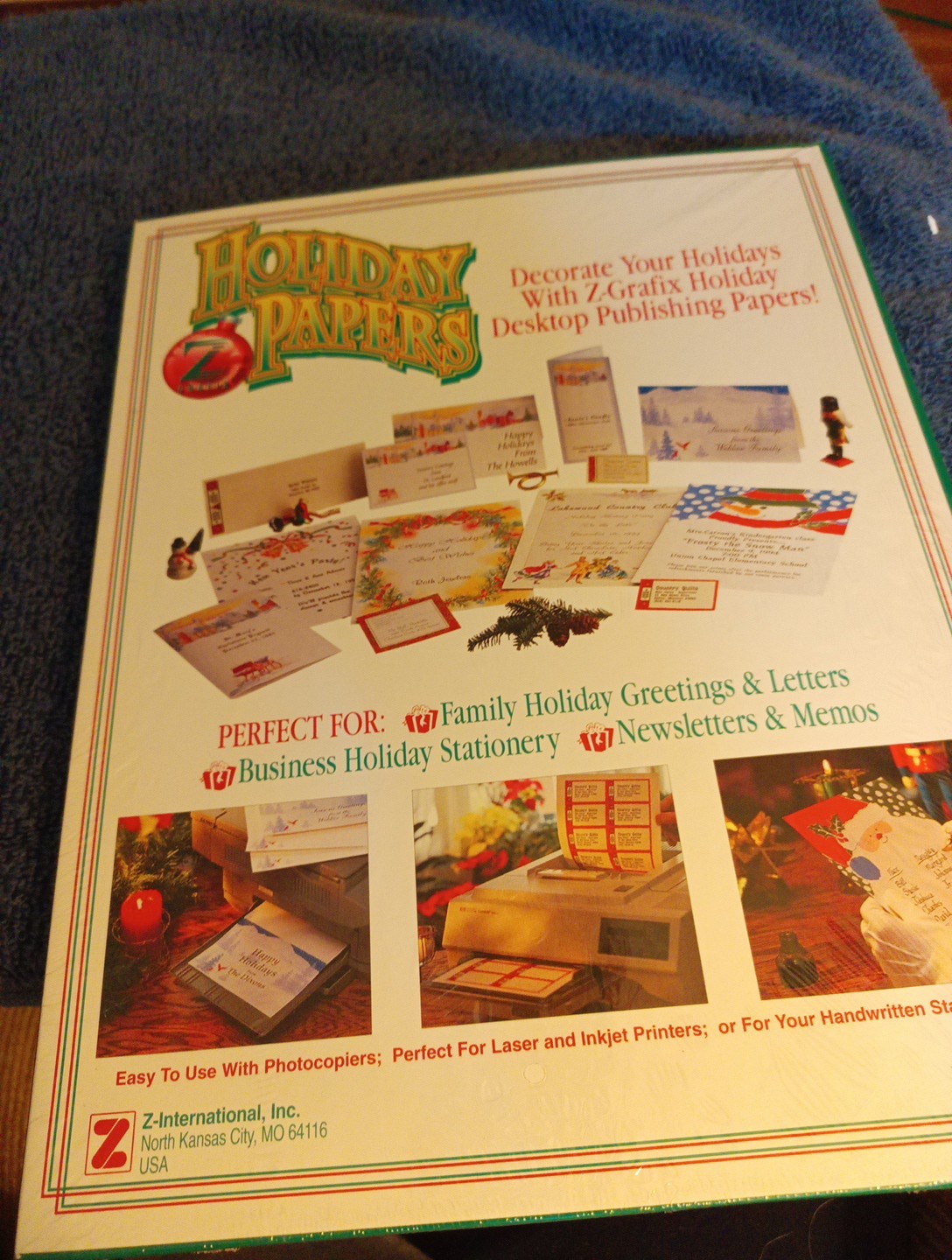 Vintage Z GRAFIX~Sheets of 8.5″x11″ HOLIDAY PAPERS for LASER & INJET Noel Winter