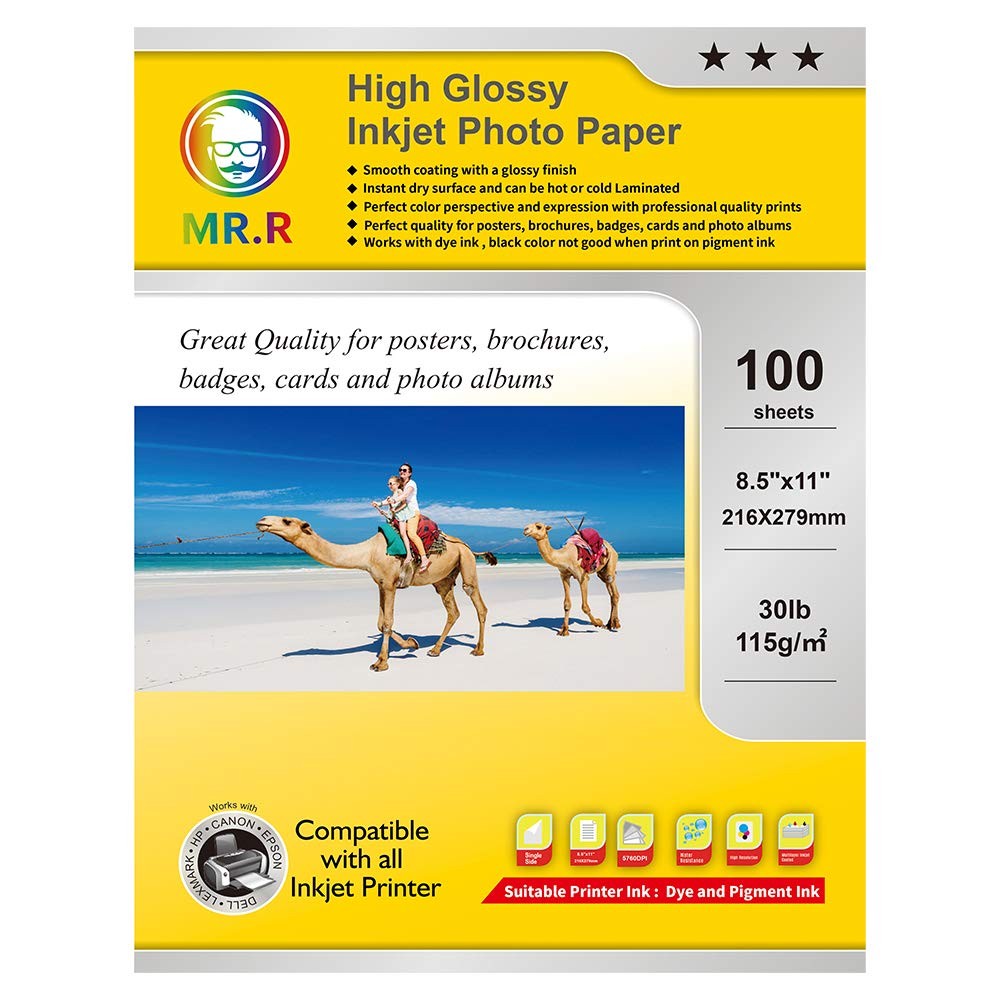 Single Side High Glossy Letter Size Inkjet Photo Paper 115gsm 30LB 100