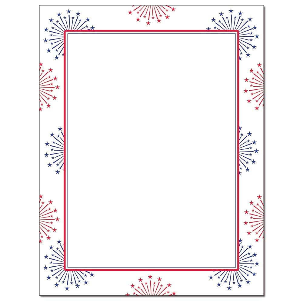100 Sheets Red White Blue Stars Letterhead Laser Inkjet Paper Patriotic Flag