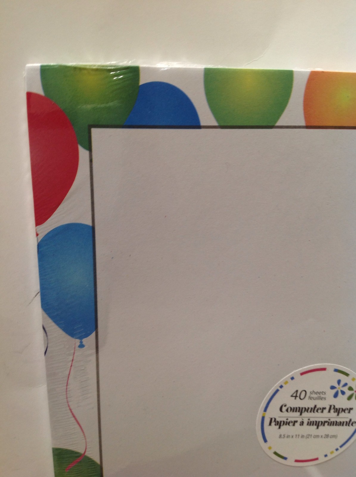 Computer Printer Paper Balloon Border 40 Sheets 8.5″x11″ Stationery New in Pkg