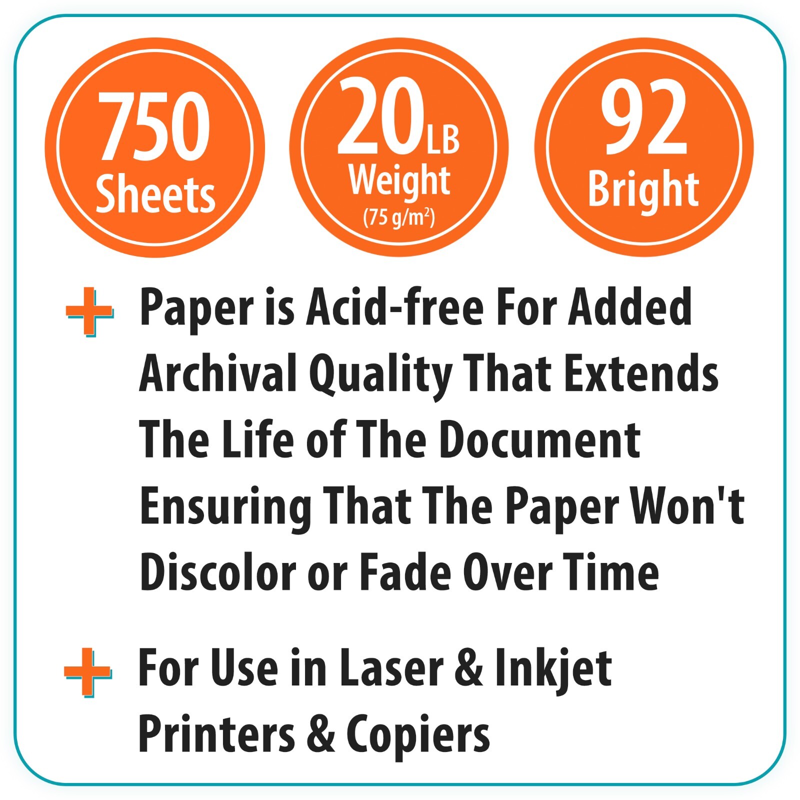 Pen+Gear Copy Paper 8.5×11 Copy Paper White Mega Ream Paper 92 Bright, 750 Sheet