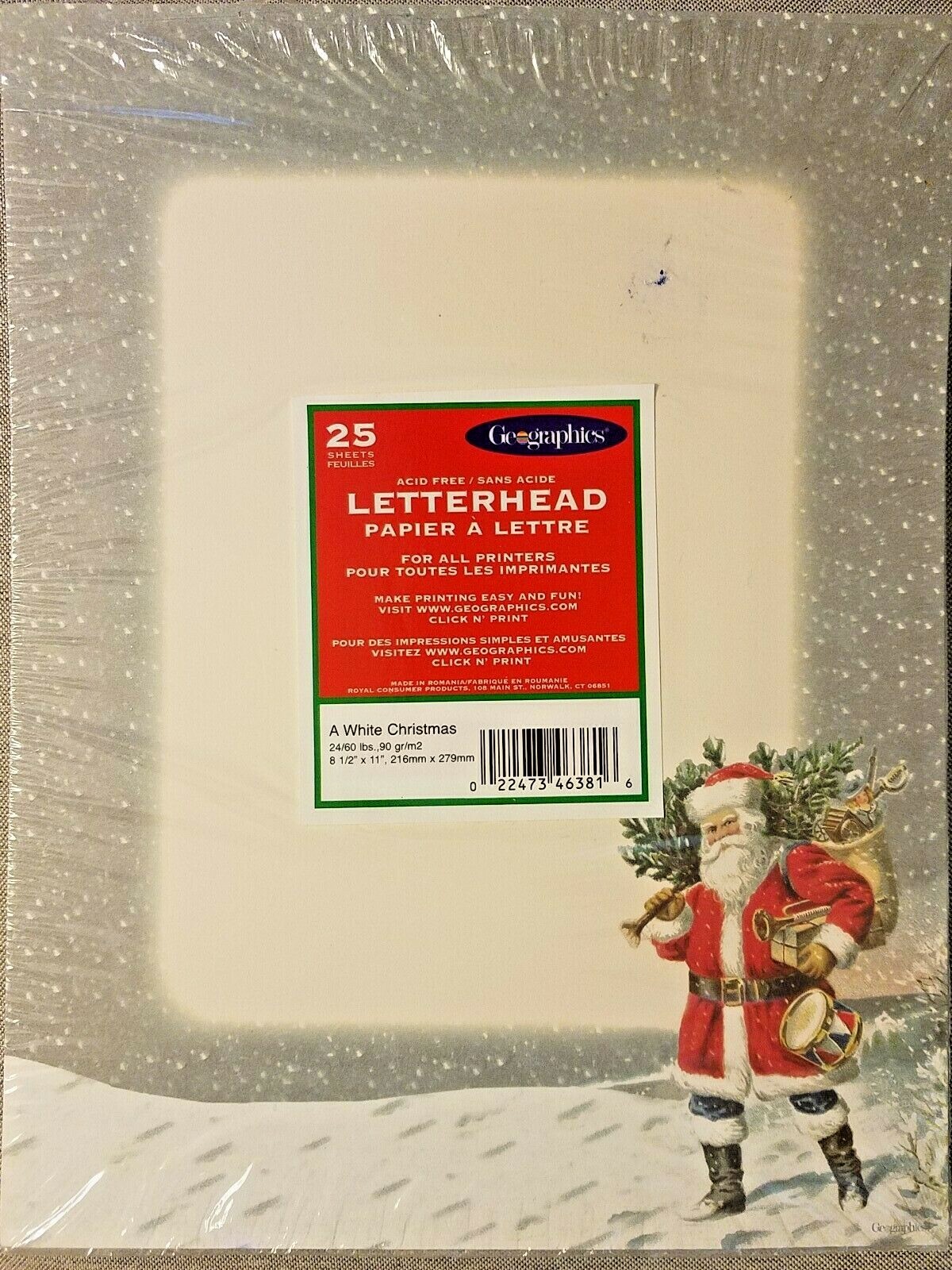 SANTA CLAUS Letter 8.5×11″ Computer Paper 14 sheets in open pkg Toys Snow