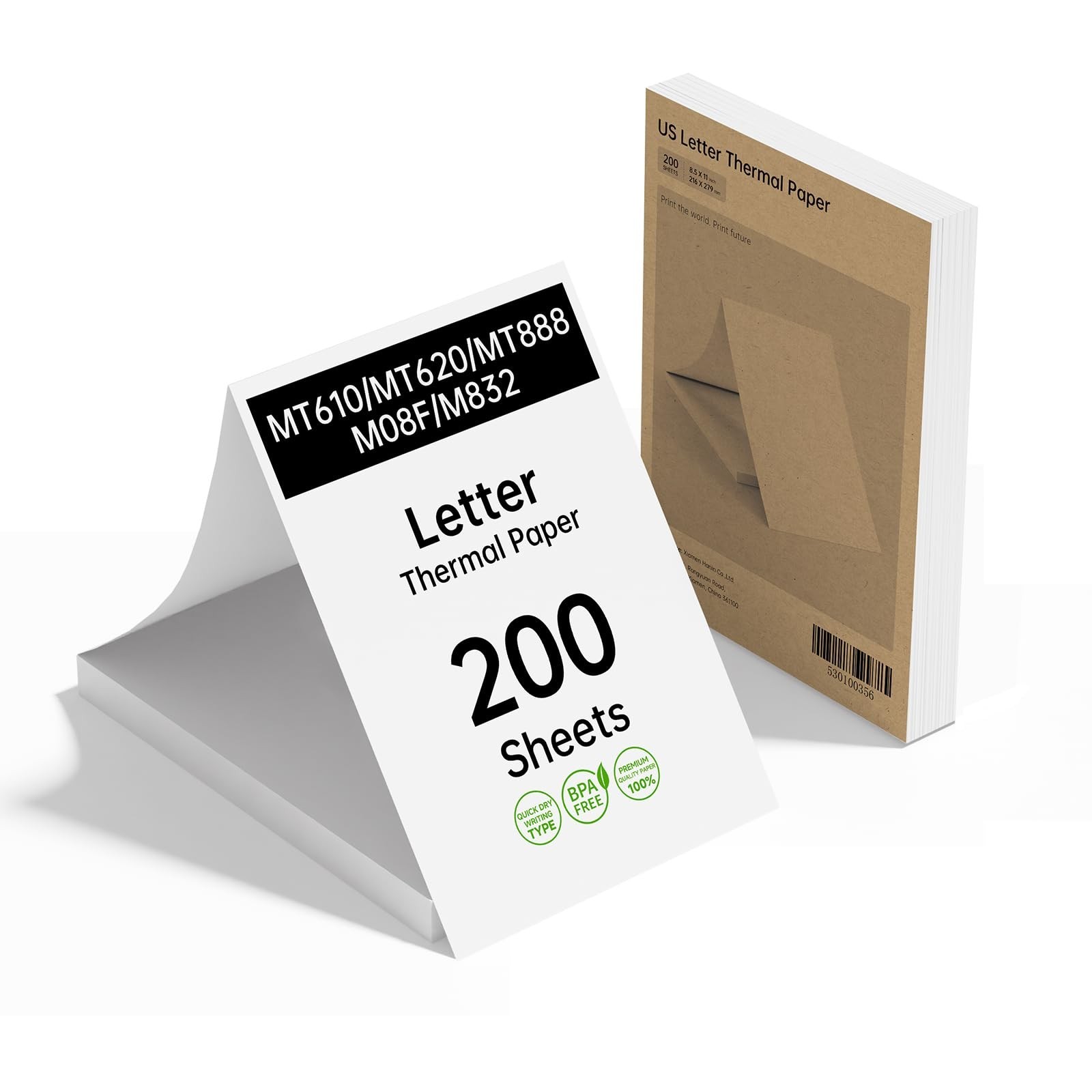 200 Sheets 8.5×11″ BPA Free Inkless Thermal Printer Paper, Continuous Folding, C