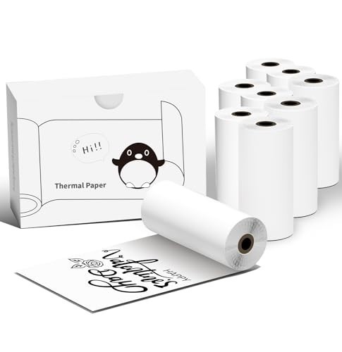 9 Rolls Mini Thermal Sticker Paper 57x30mm for Inkless Receipt Printers, Portabl