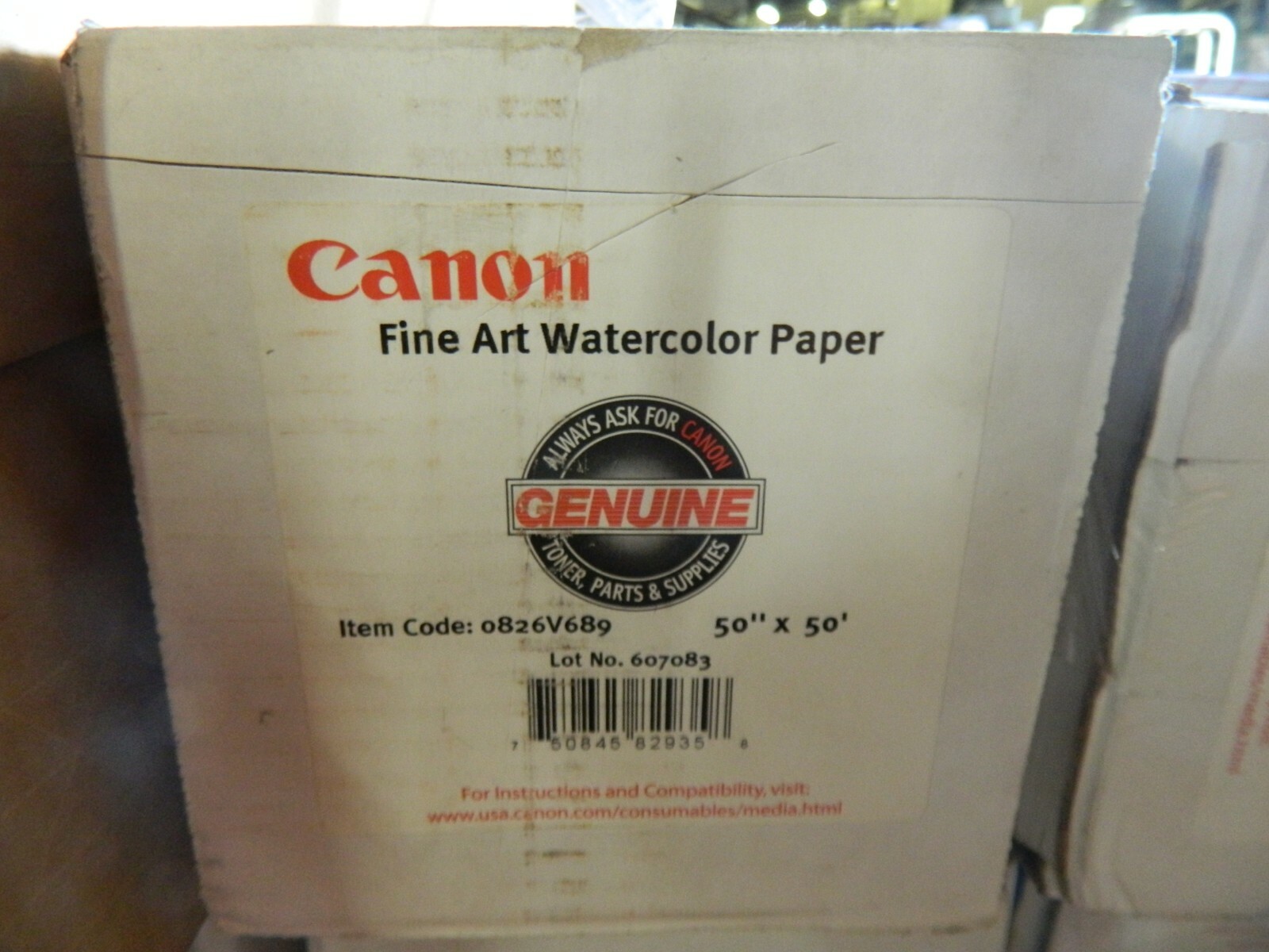 New Genuine Canon 0826V689 Fine Art Watercolor Paper 50″ X 50′ Textured Matte
