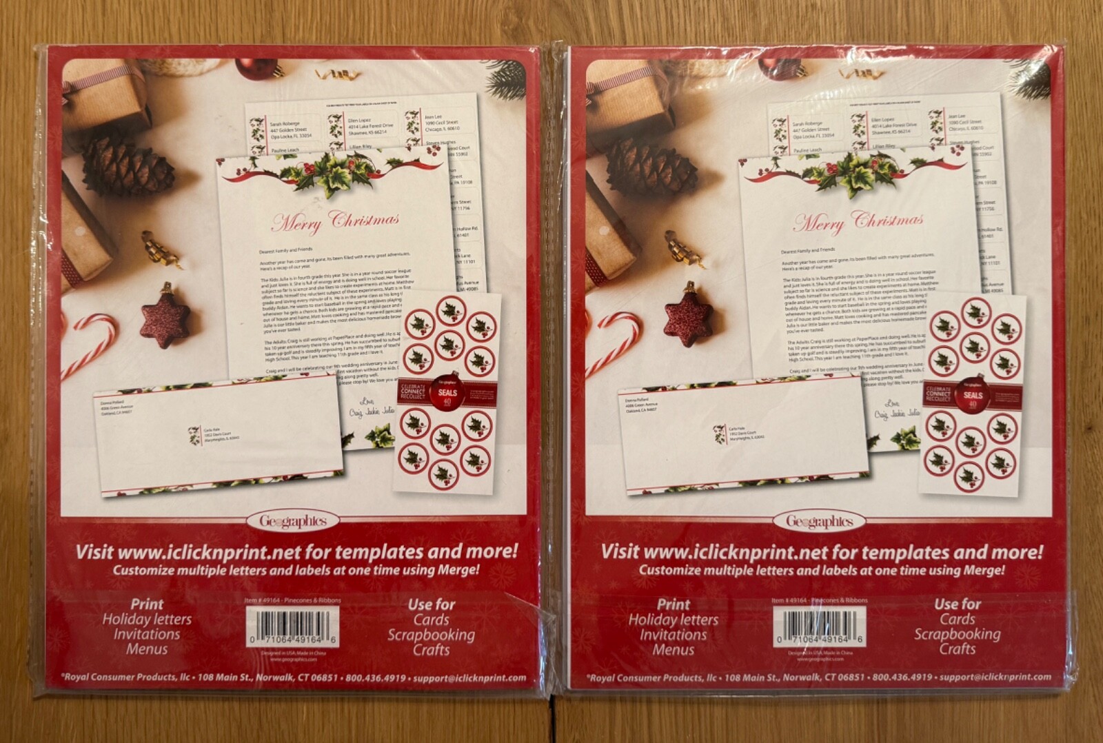 Lot of 2 Packs Christmas Printer Copy Paper Letterhead 8.5×11 Geographics 140 Pg