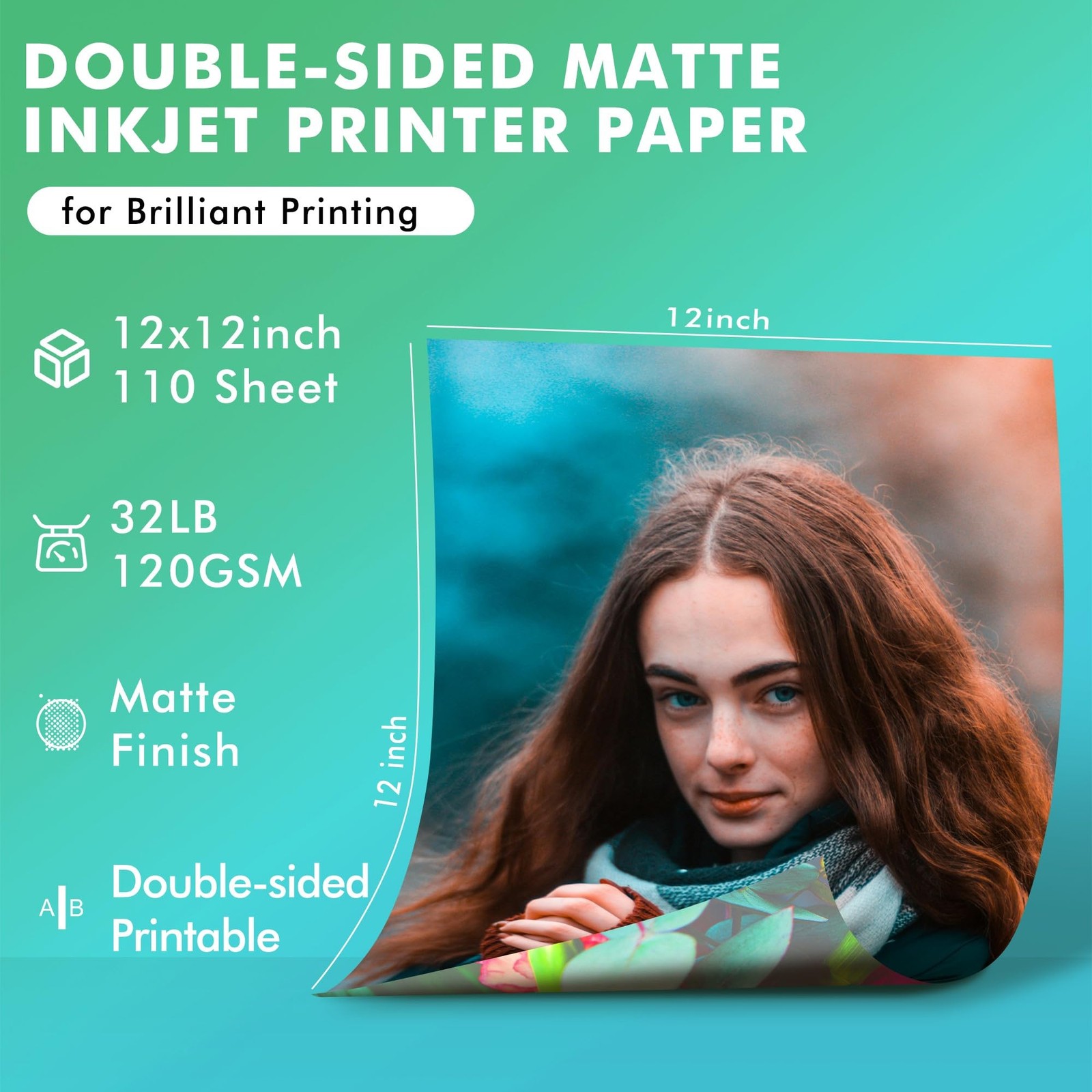 110 Sheets 12×12 Inch Koala Thin Presentation Matte Photo Paper 32LB Inkjet