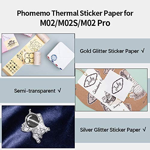 M02/M02 /M02S/M03/M03AS/M04S Pocket Printer – Transparent/Silver/Gold Glitter…