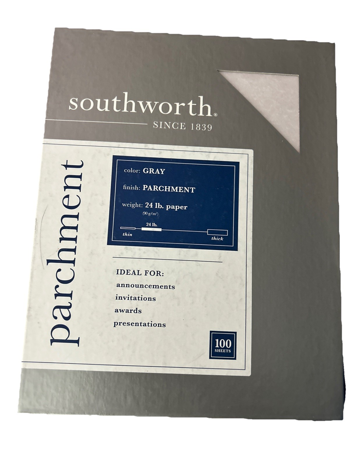 Southworth Parchment Paper 24 Lb Paper P974CK GRAY 100 Sheets