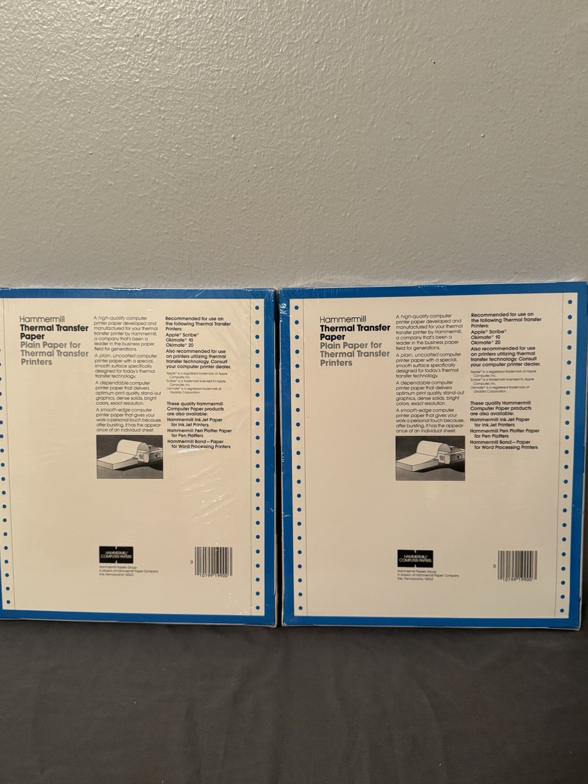 Lot of 2 Vintage Hammermill Thermal Transfer Paper Apple Scribe Okimate 10 20