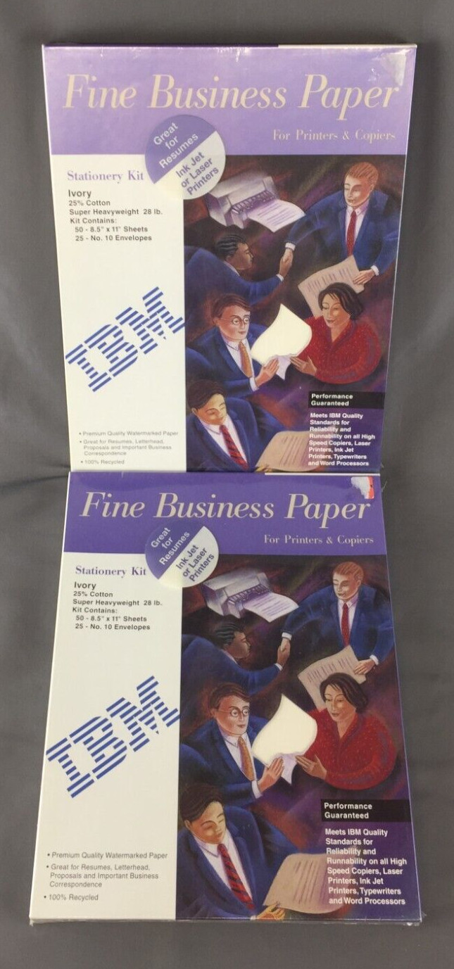 Set of 2 Packages IBM Stationery Kits Fine Business Paper for Printers/Copiers