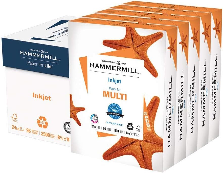 Hammermill Printer Paper, Premium Inkjet & Laser Paper 24 Lb, 8.5 x 11 – 1 Ream