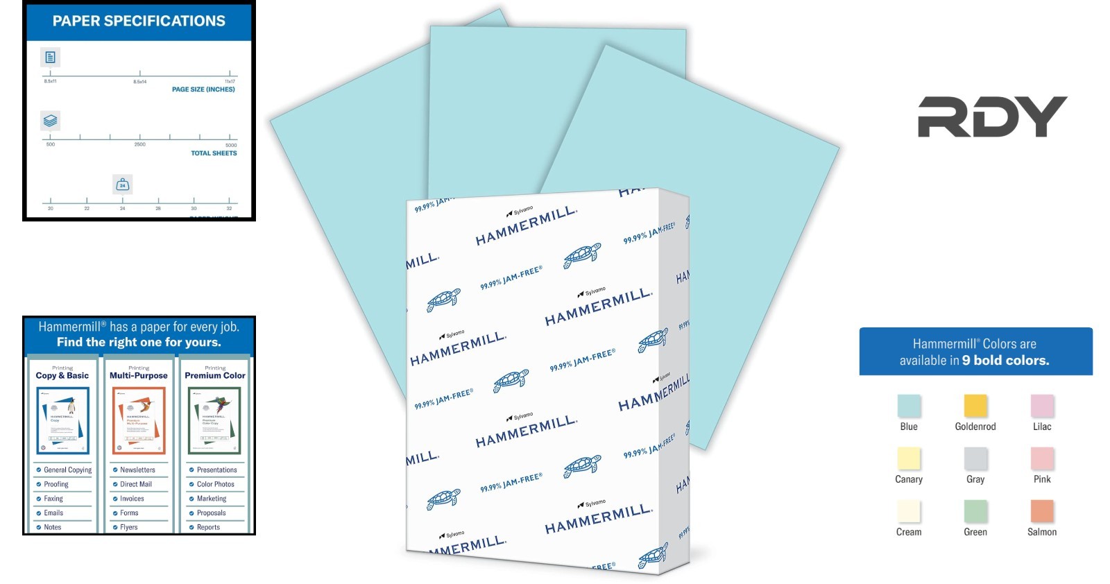 Dependable 24 lb Blue Copy Paper, Smooth Finish, 500 Sheets – Made in USA