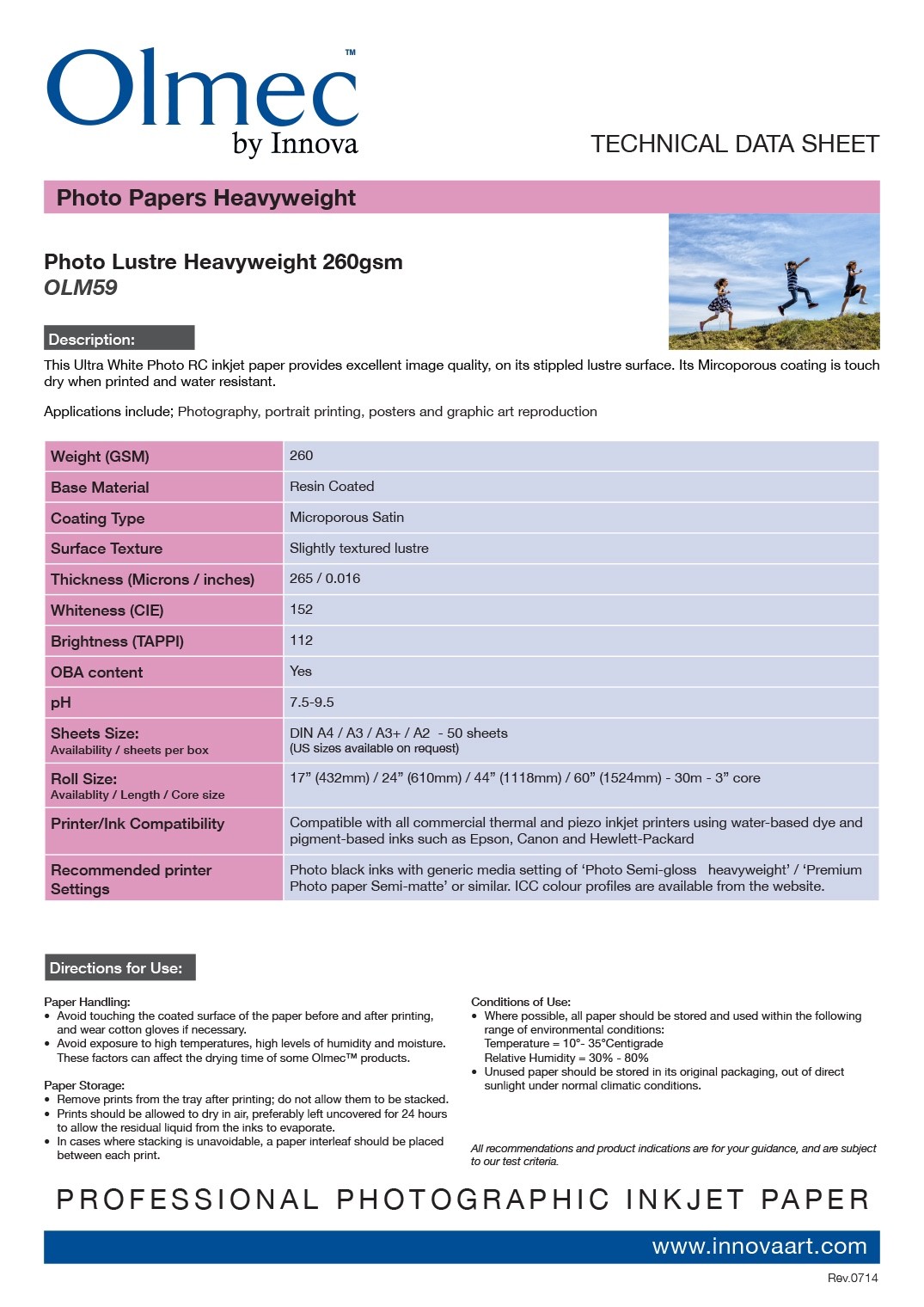Olmec OLM-059 Photo Lustre Inkjet Printer Paper 260gsm A4 (50 Sheets)