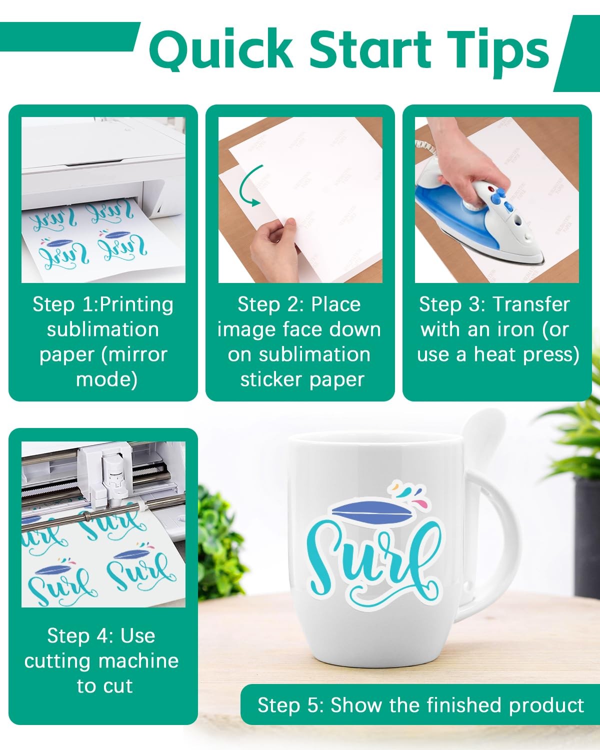 Colemoly Sublimation Sticker Paper30 Sheets Glossy White Waterproof Stickers …