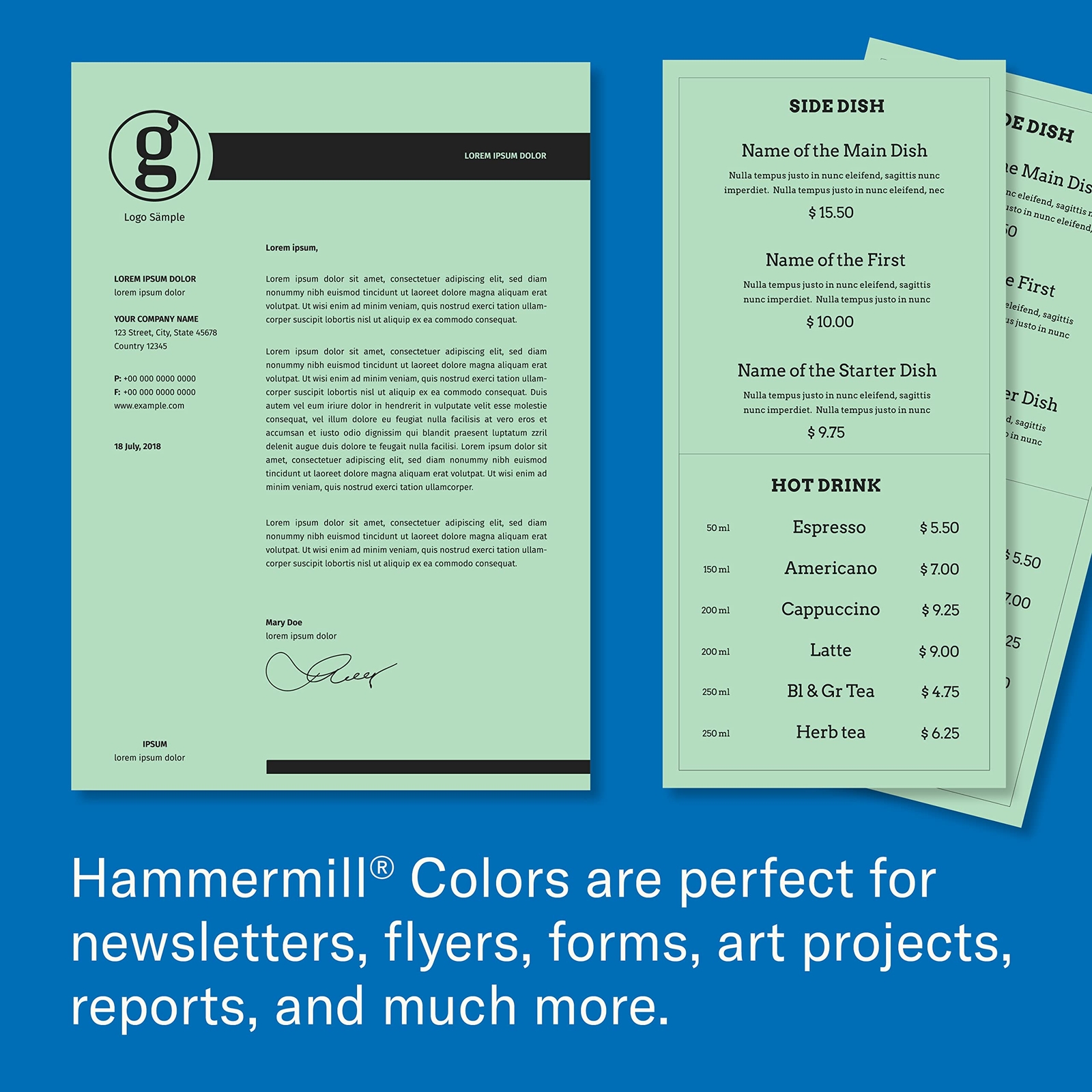 Hammermill Colored Paper 20 lb Green Printer Paper 8.5 x 11-1 Ream 500 Sheets…