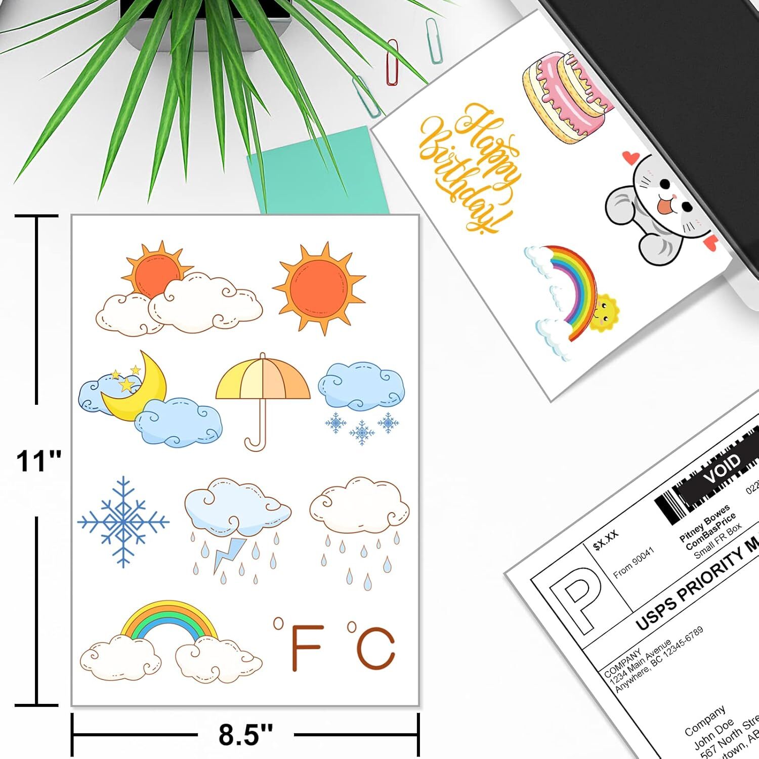 100PCS Vinyl Sticker Paper Glossy Matte Clear Waterproof Printable Inkjet Laser