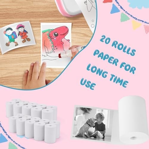 20 Rolls Print Paper for Children Instant Camera Refill Print Pape Kids Digital