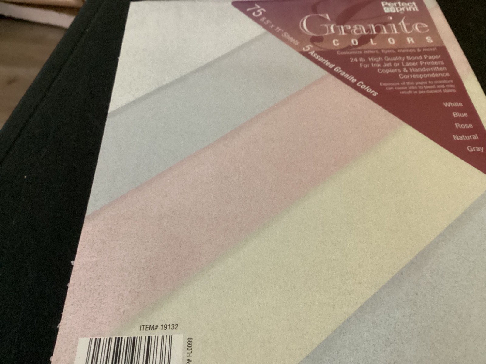 New Pack of Perfect Print Granite Colors Paper, white, blue,rose,natural,gray