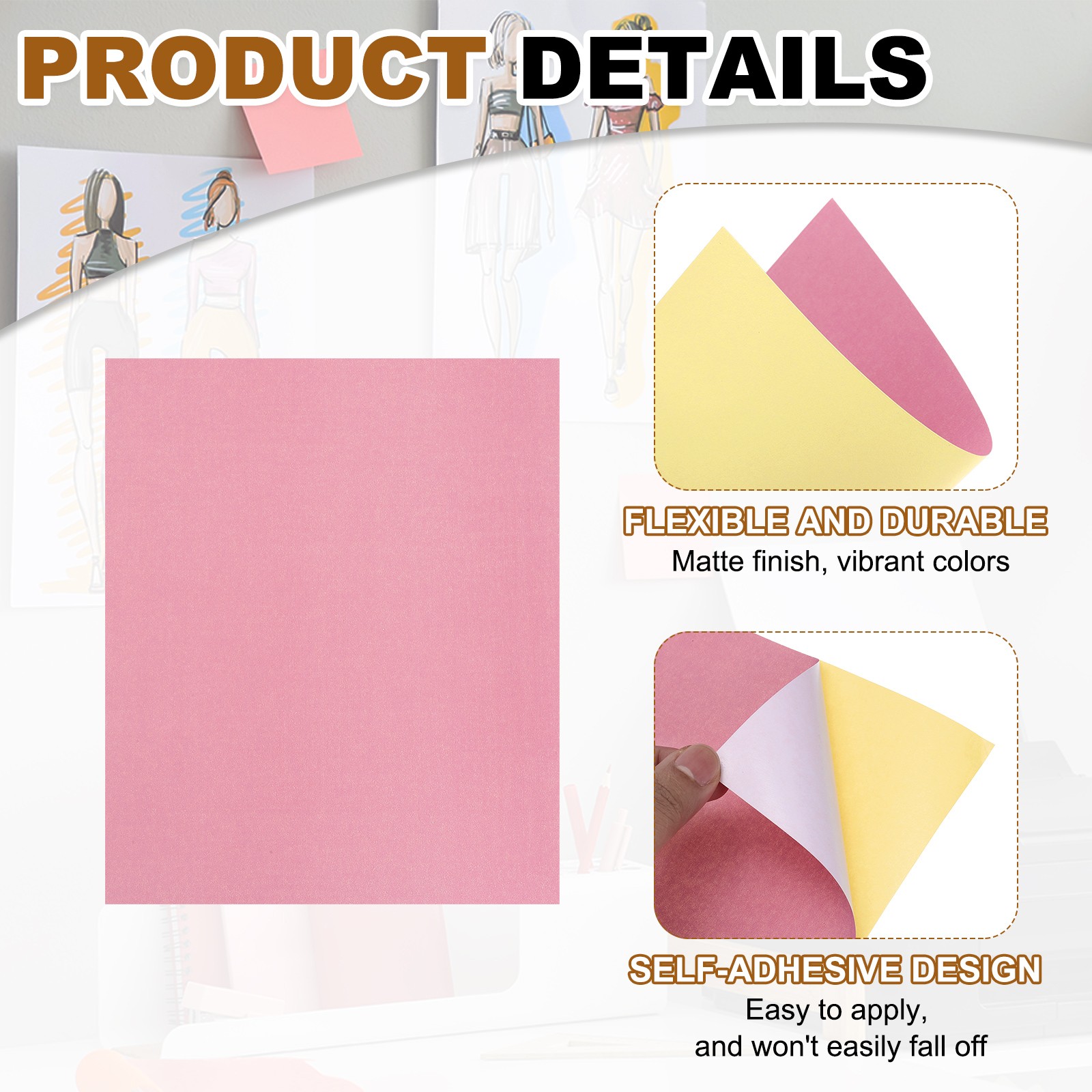 50 Pcs Sticker Paper for Printer 50 Pcs Full Sheet A4 Sticker Labels Pink