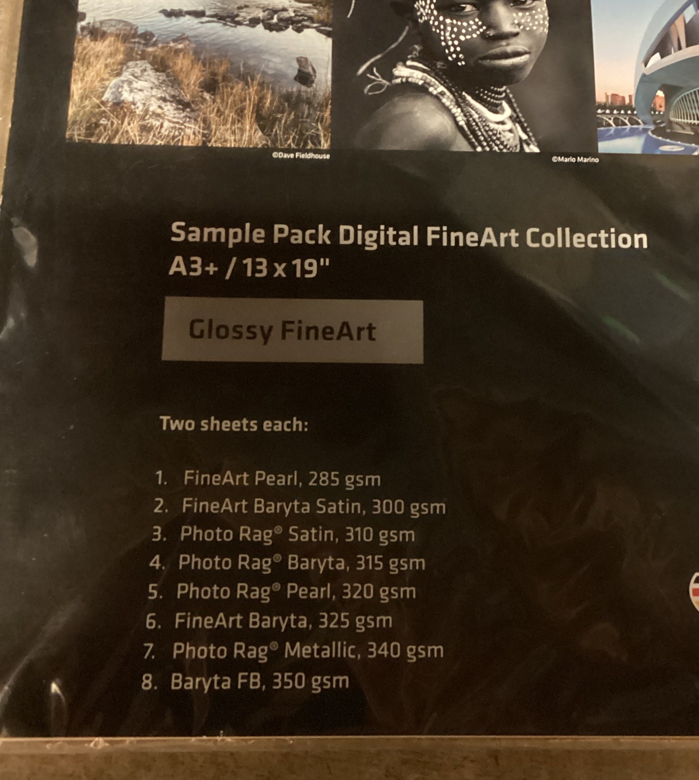 Hahnemuhle Fine Art Ink Jet Paper Sample Pack 16 Pieces 13×19 Inches